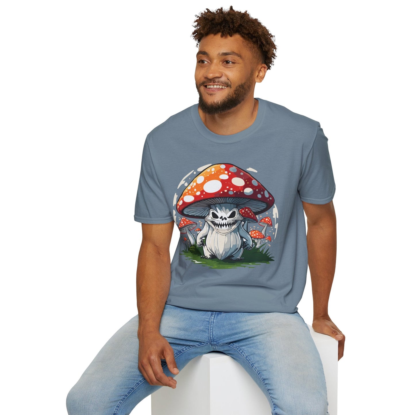 Funny Mashroom Graphic Unisex Softstyle Cotton With Cartoon Illustration Design 12