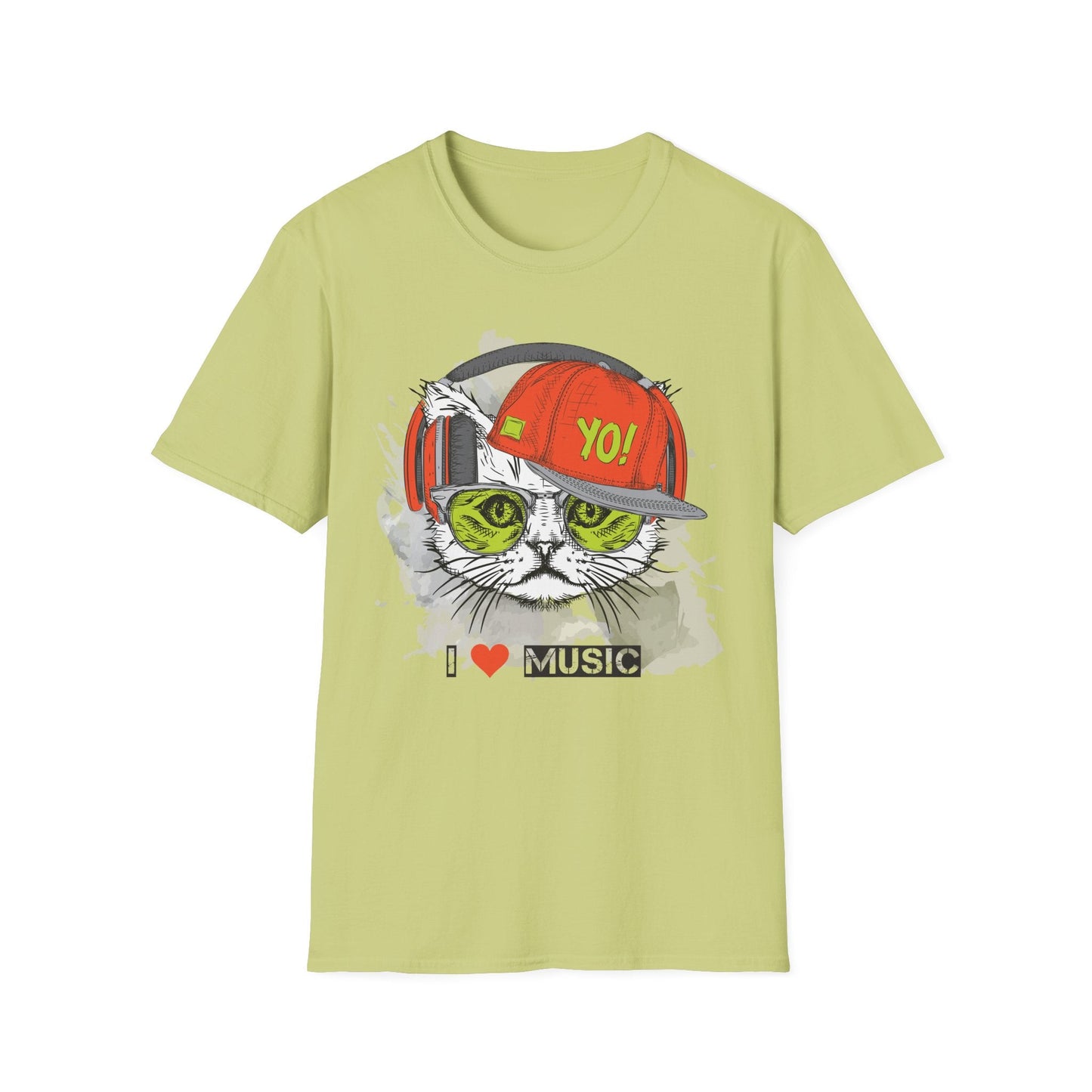I Love Music Animals Shirt With Headphones Unisex Softstyle Tee Gildan 64000 Cotton Comfort