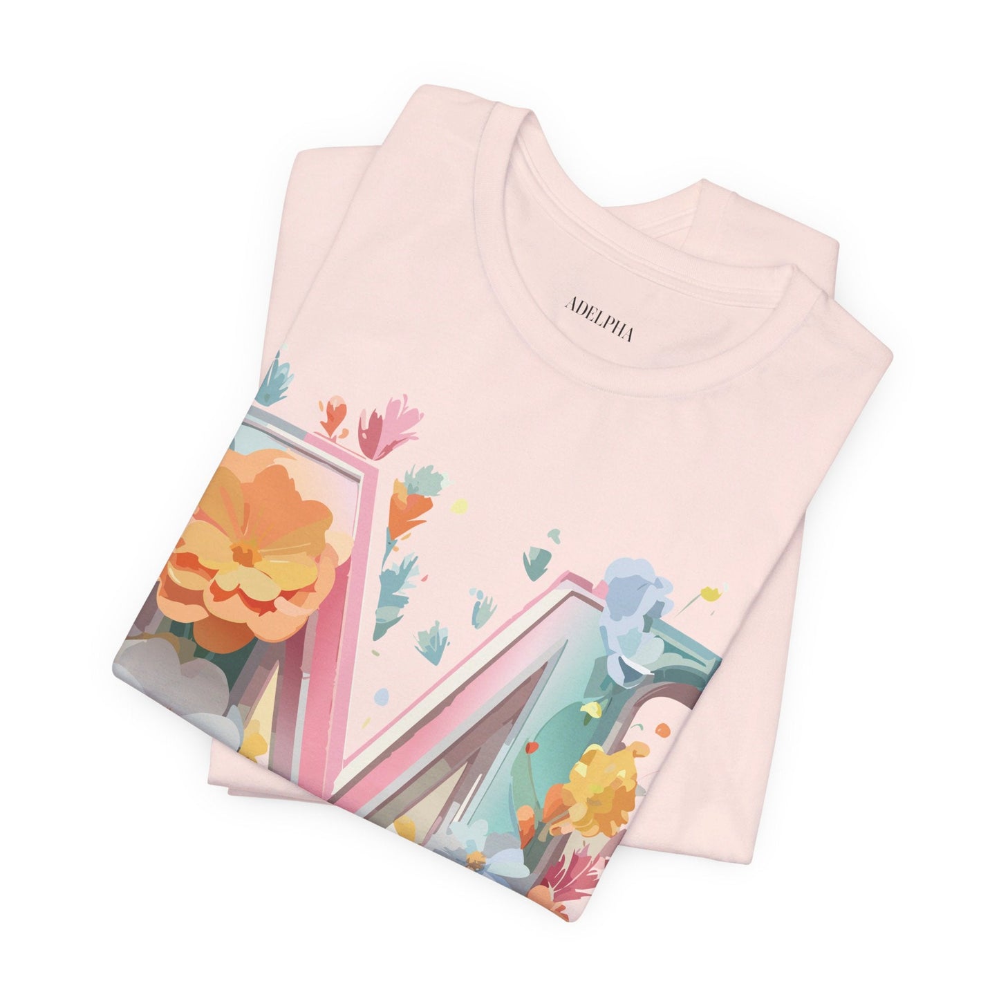 Letter M Graphic Tee Unisex Short Sleeve Shirt By Adelpha Vintage Artwork Design