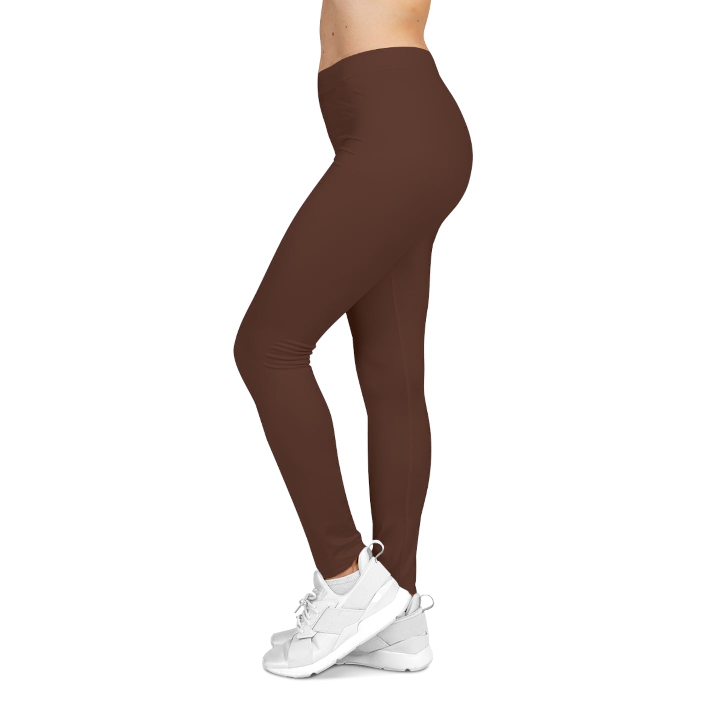 Dark Walnut Brown Color Women's Poly-Span Casual Leggings XS-2XL