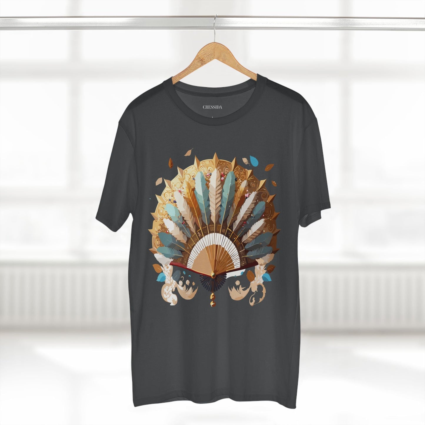 Antique Fan Graphic Design T-Shirt Unisex 100 Cotton Floral Carnival Artwork Tee 7