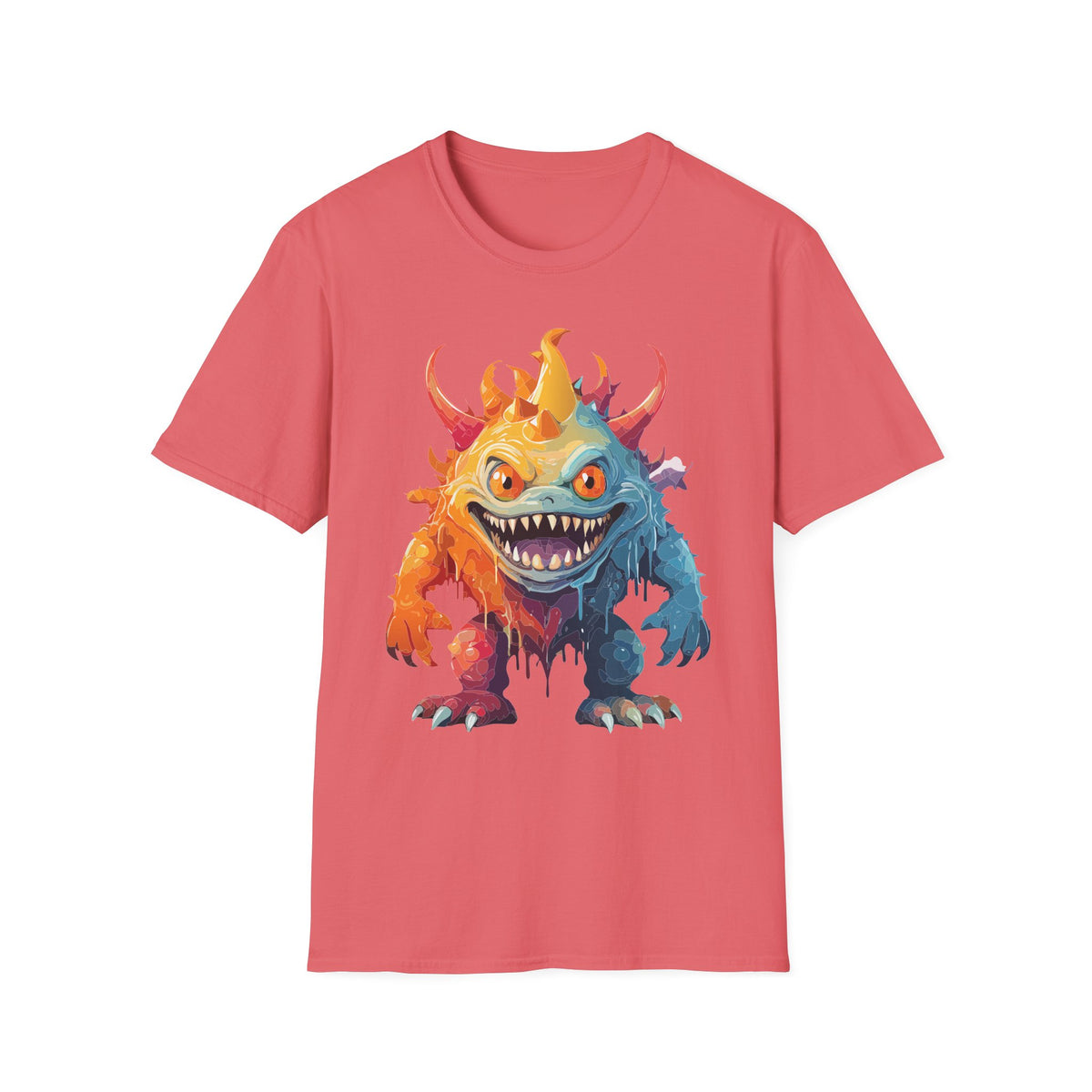 Colorful Monster T-Shirt — Vibrant Rainbow Creature Cartoon Graphic Tee Unisex 100 Cotton Gildan T-Shirt