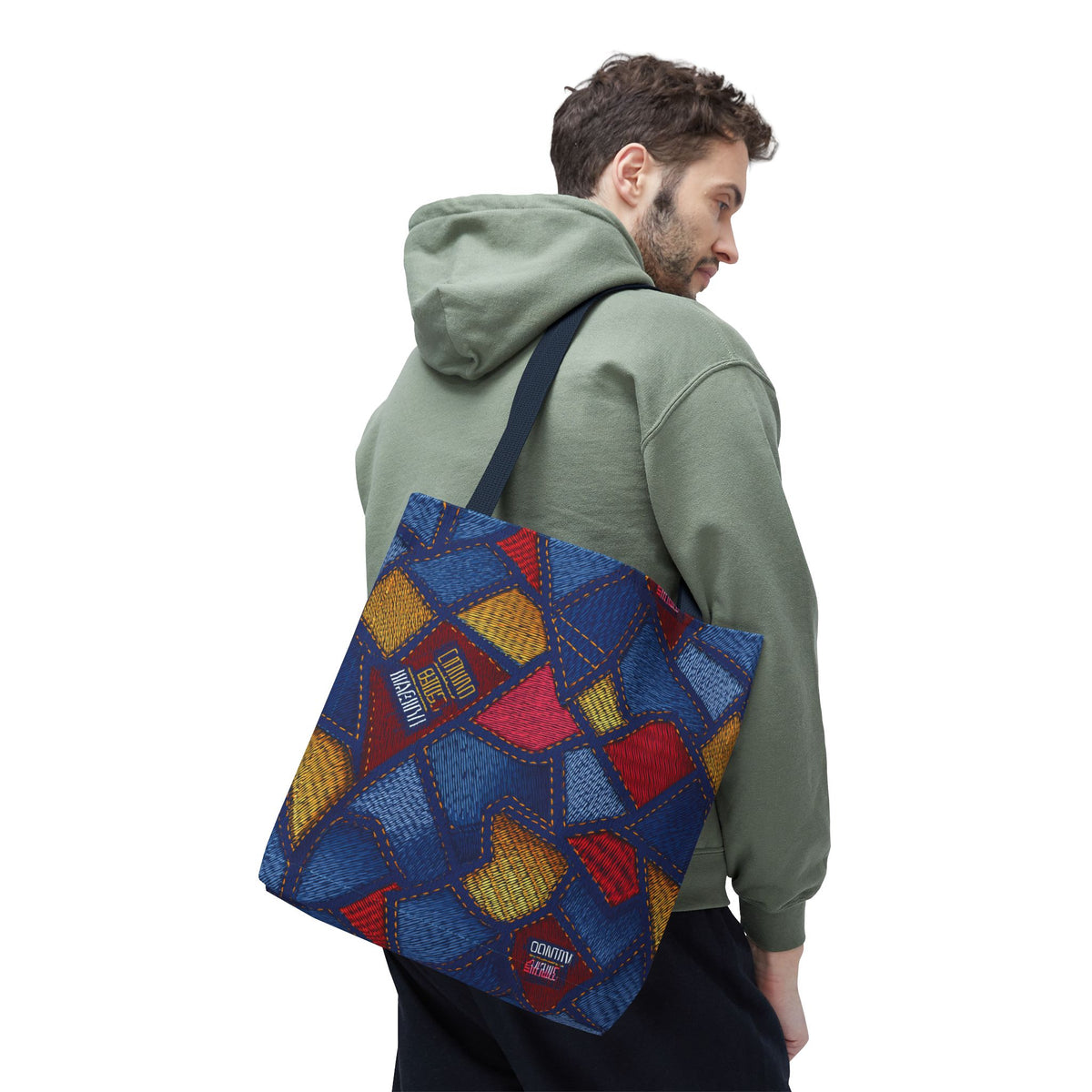 Denim Fabric Imitation Print Unisex Canvas Bag Poly Spun 3 Sizes Tote Bag 140