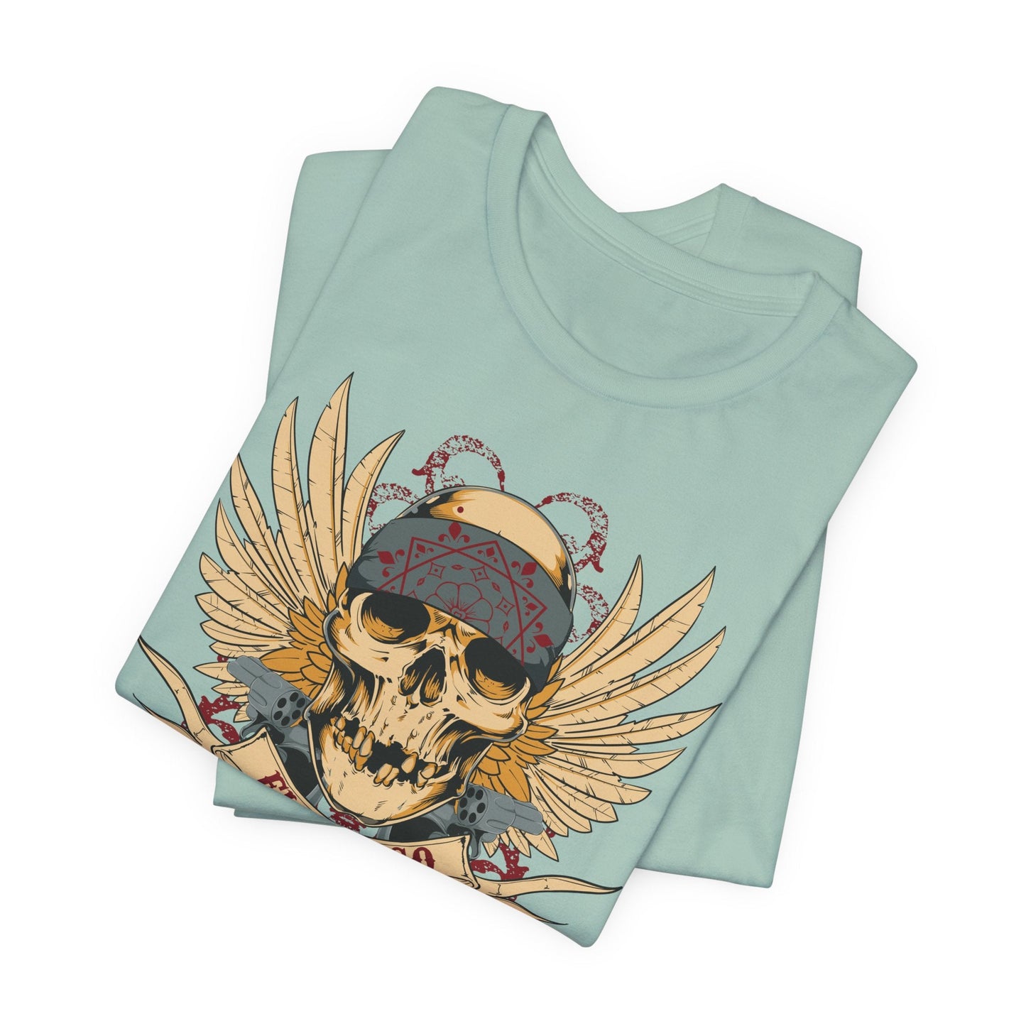 El Gringo Skull with Wings T-Shirt Vintage Tattoo Style Art-53
