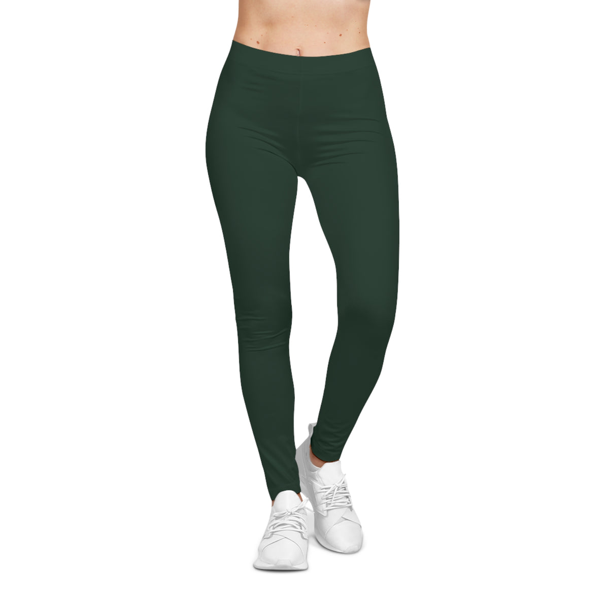 Evergreen Green Color Women's Poly-Span Casual Leggings XS-2XL
