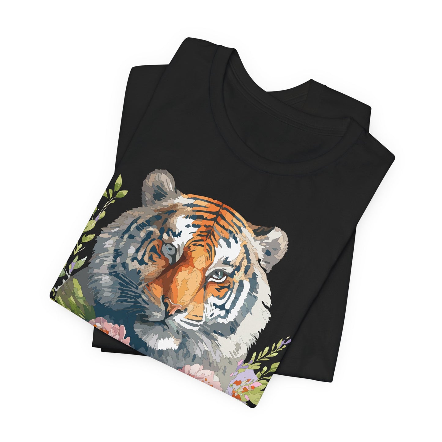 Floral Tiger Shirt, Animal Shirt, Tiger Tee, Unisex Tee, Floral T-shirt, T-Shirt with Animal