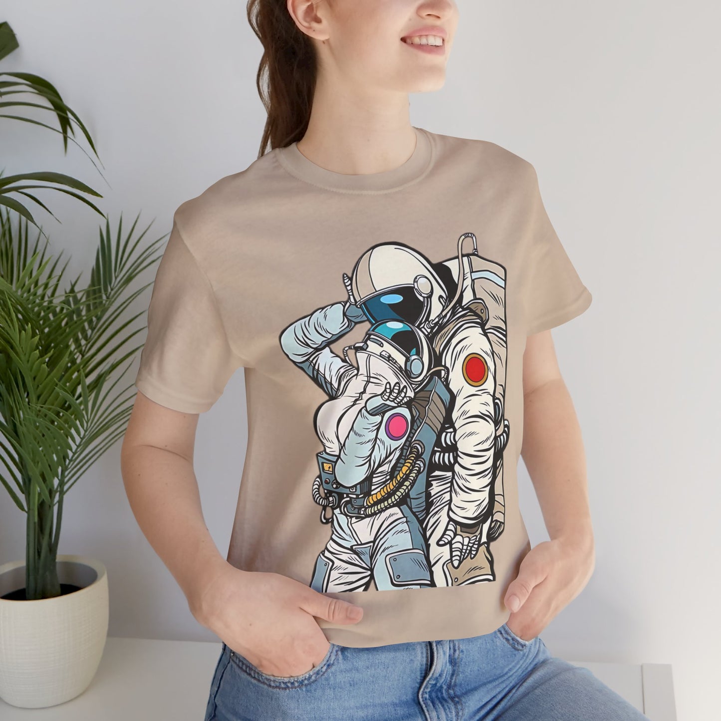 Unisex Astronaut T-shirt, Space Lovers Tee, Cosmic Top, Astronaut Graphic Tee, Cosmos Graphic T-Shirt, Love Shirt Art T-Shirt