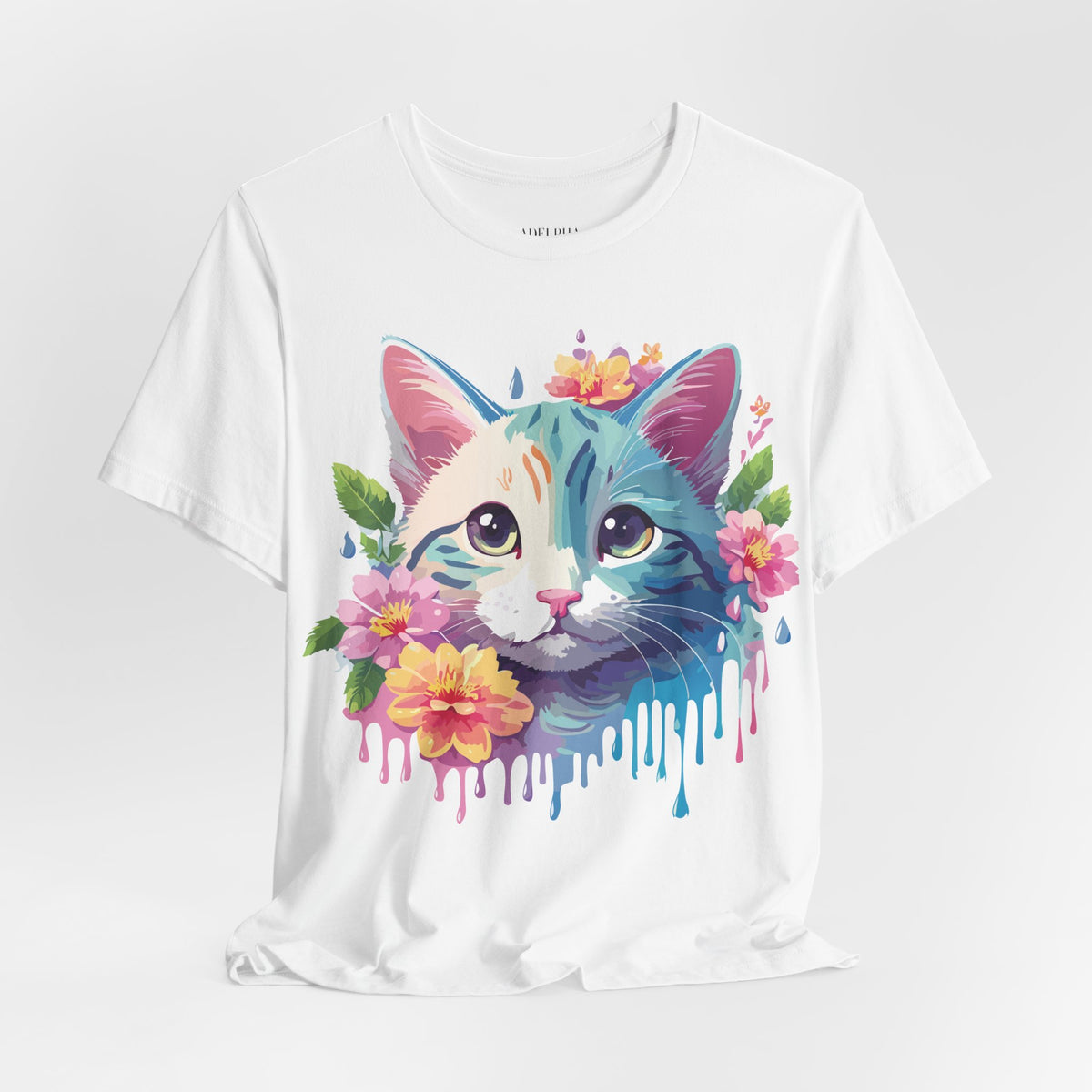 Cat Graphic Unisex Cotton Bella+Canvas Tee with Art Animal Design e107