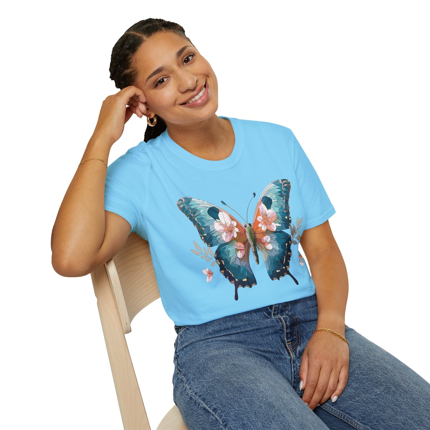 Butterfly Shirt Unisex T Shirt Monarch Butterfly Print Gildan Softstyle 64000 Cotton Tee Classic