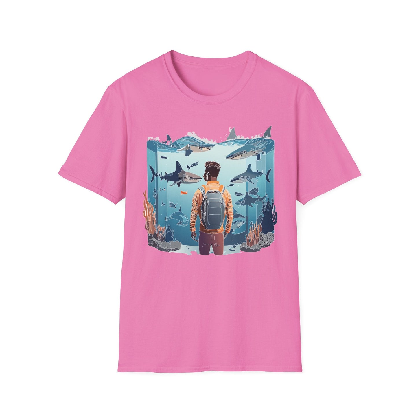 Ocean Themed Unisex Short Sleeve Tee Gildan Softstyle 64000 Ocean Inspired Art Design