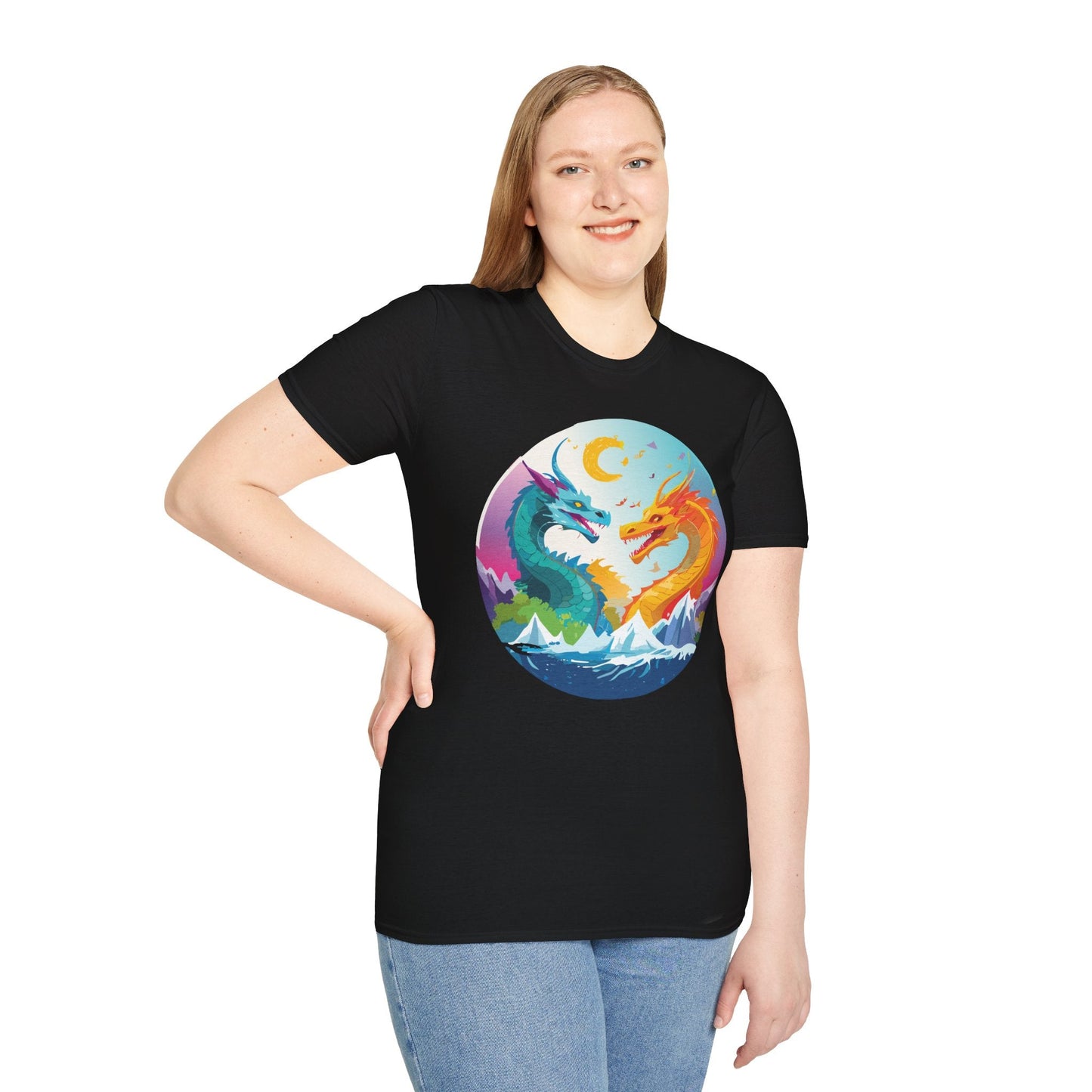 Dragon Graphic Unisex Cotton Softstyle Art Design Tee With Animals 29