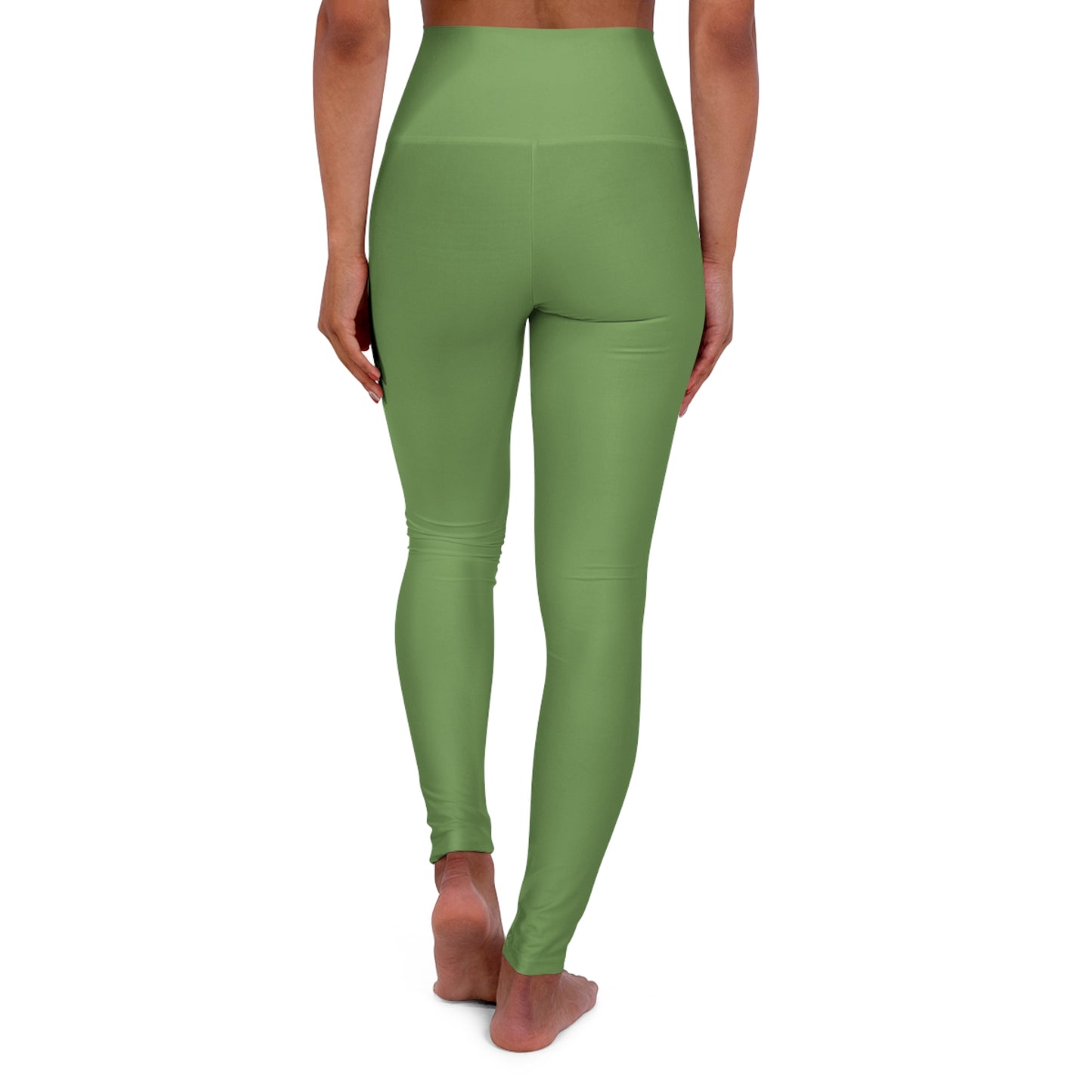 Sage Green Color High-Waist Yoga Leggings Women's Seamless Poly-Span Stretchy Pants XS-2XL