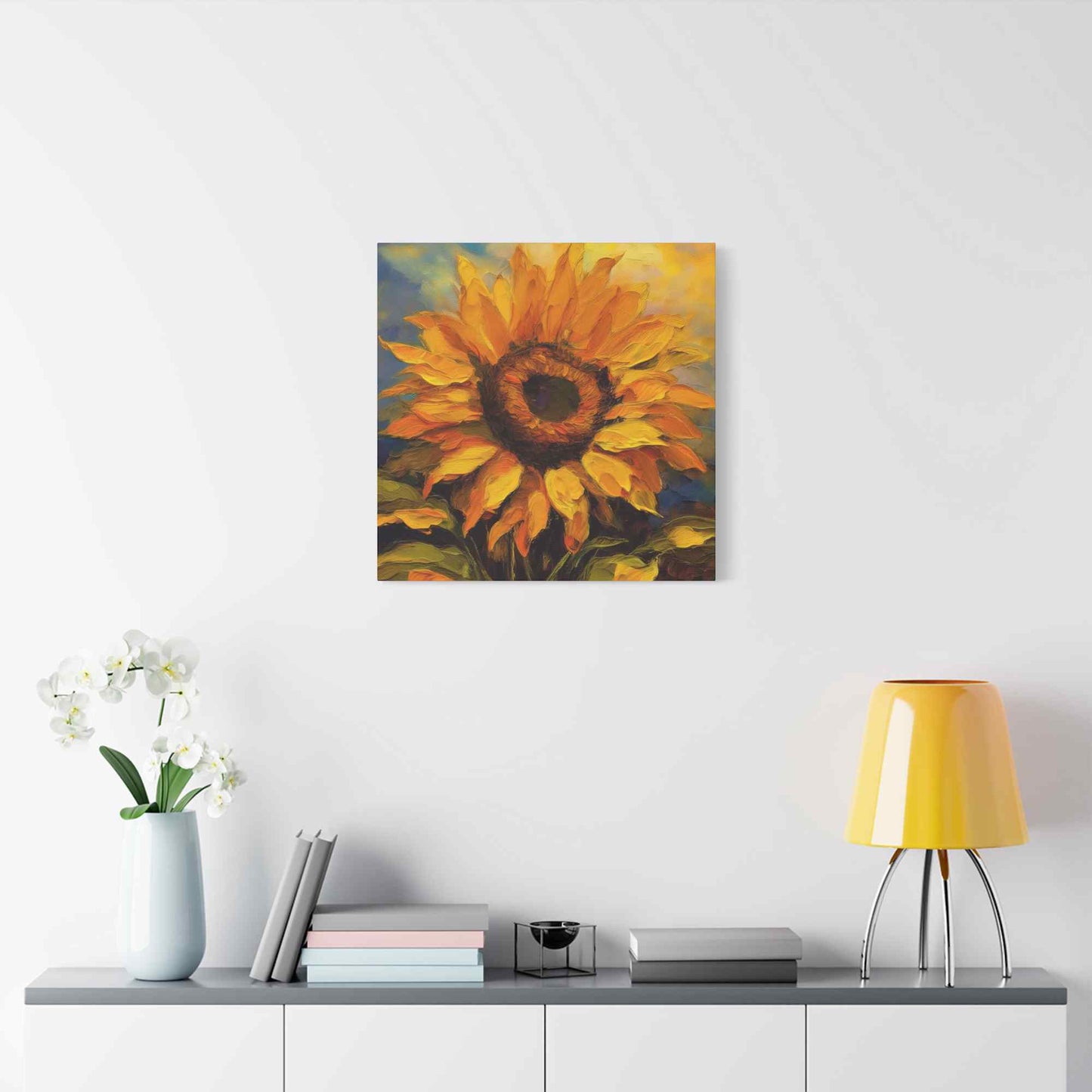 Sunflower Print Canvas, Flower Oil Paint Print 20x20, 24x24, 30x30, 32x32, 36x36, Floral Art Design Print Non-Frame MC-26