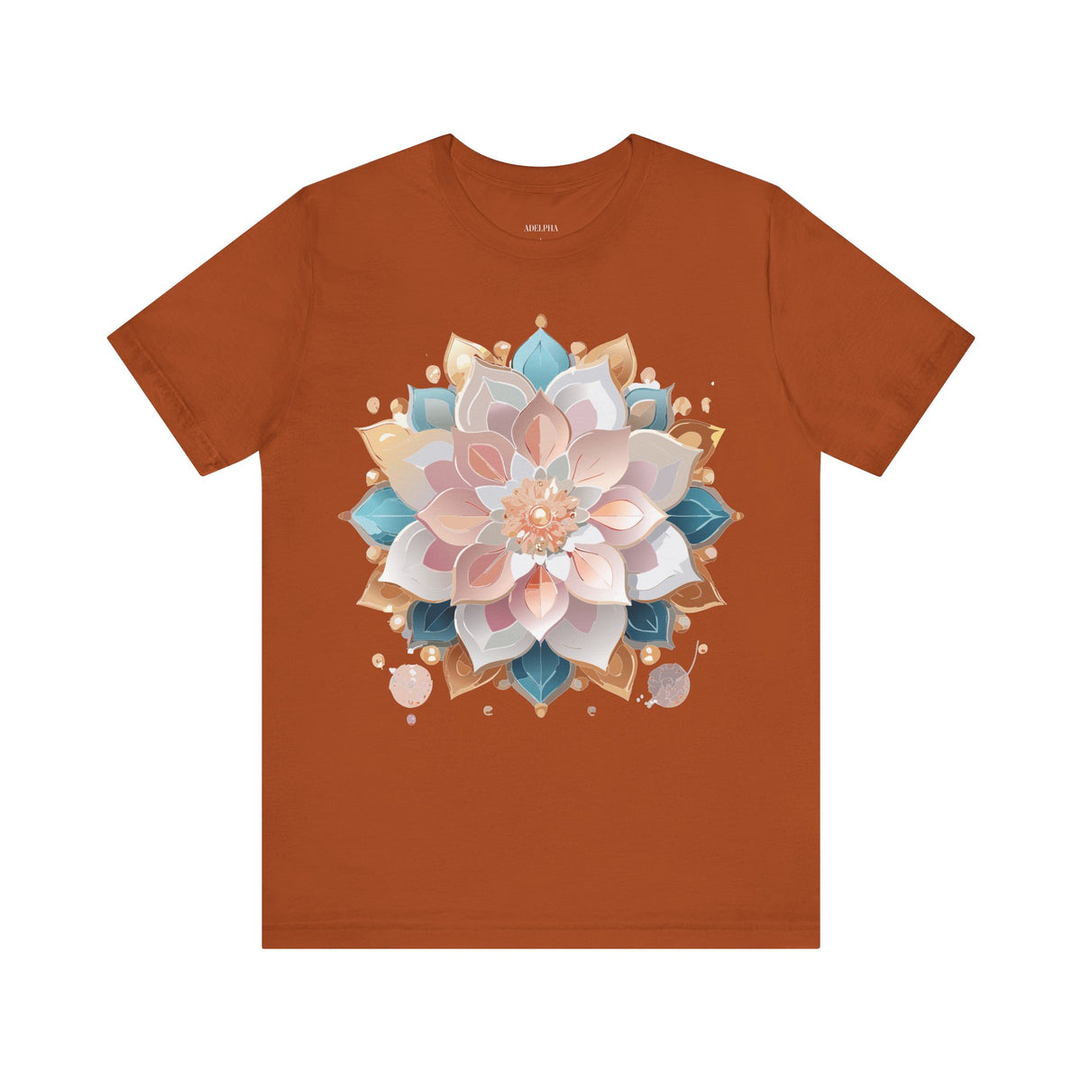 Mandala Graphic Unisex Cotton Bella+Canvas Tee with Floral Art Design d24