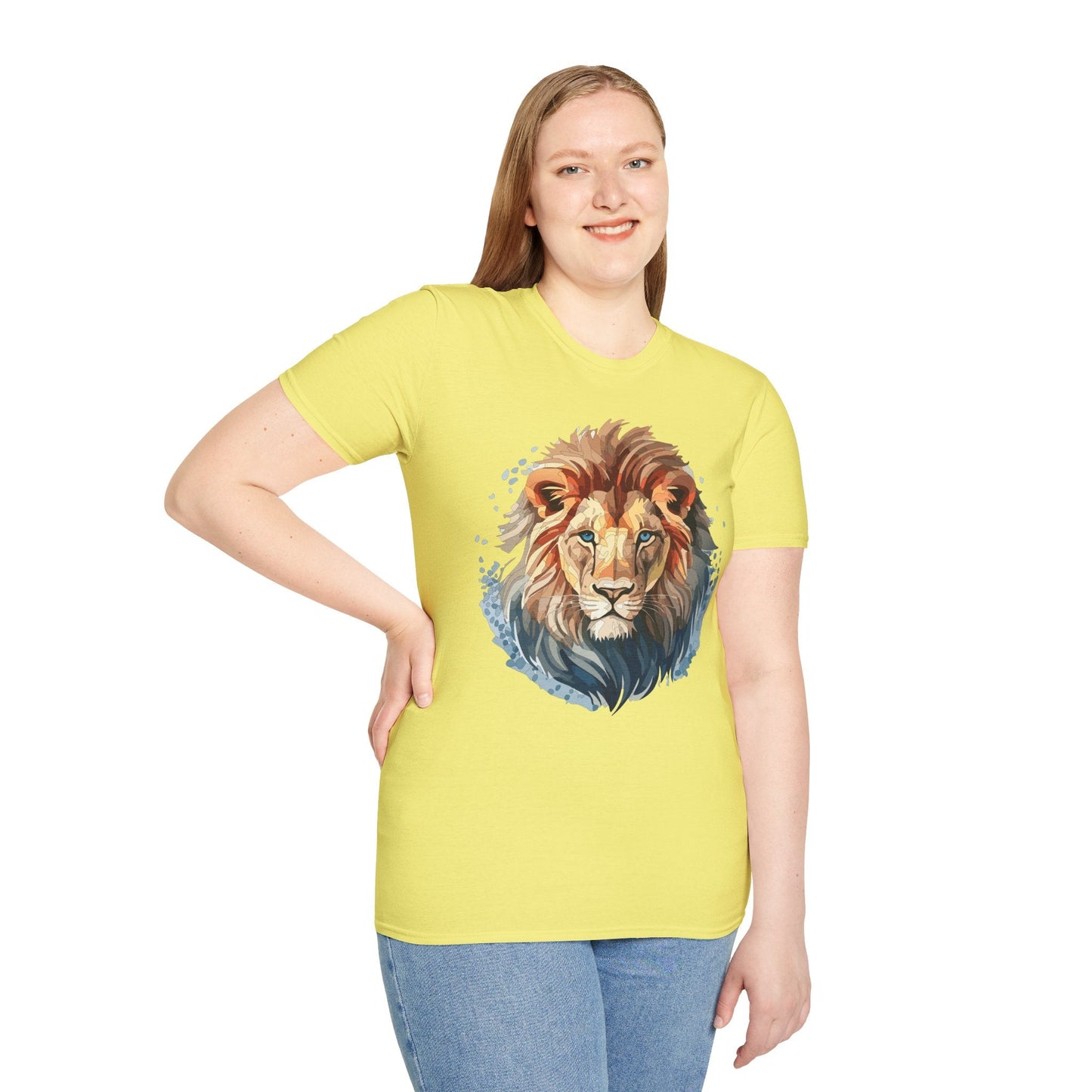 Unisex Lion Shirt Floral Lion Tee Gildan Softstyle 64000 Tee
