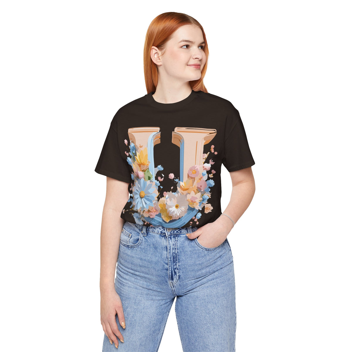 Letter U Graphic Unisex Cotton Bella+Canvas Tee with Art Letter Design