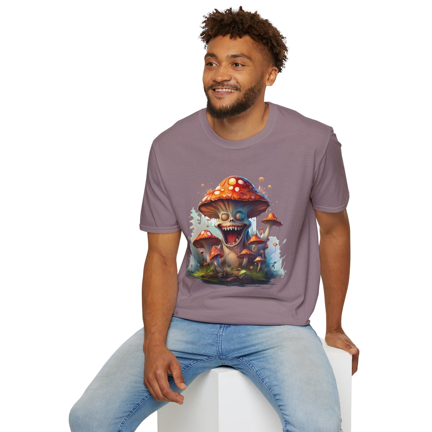 Funny Mashroom Graphic Unisex Softstyle Cotton With Cartoon Illustration Design 7