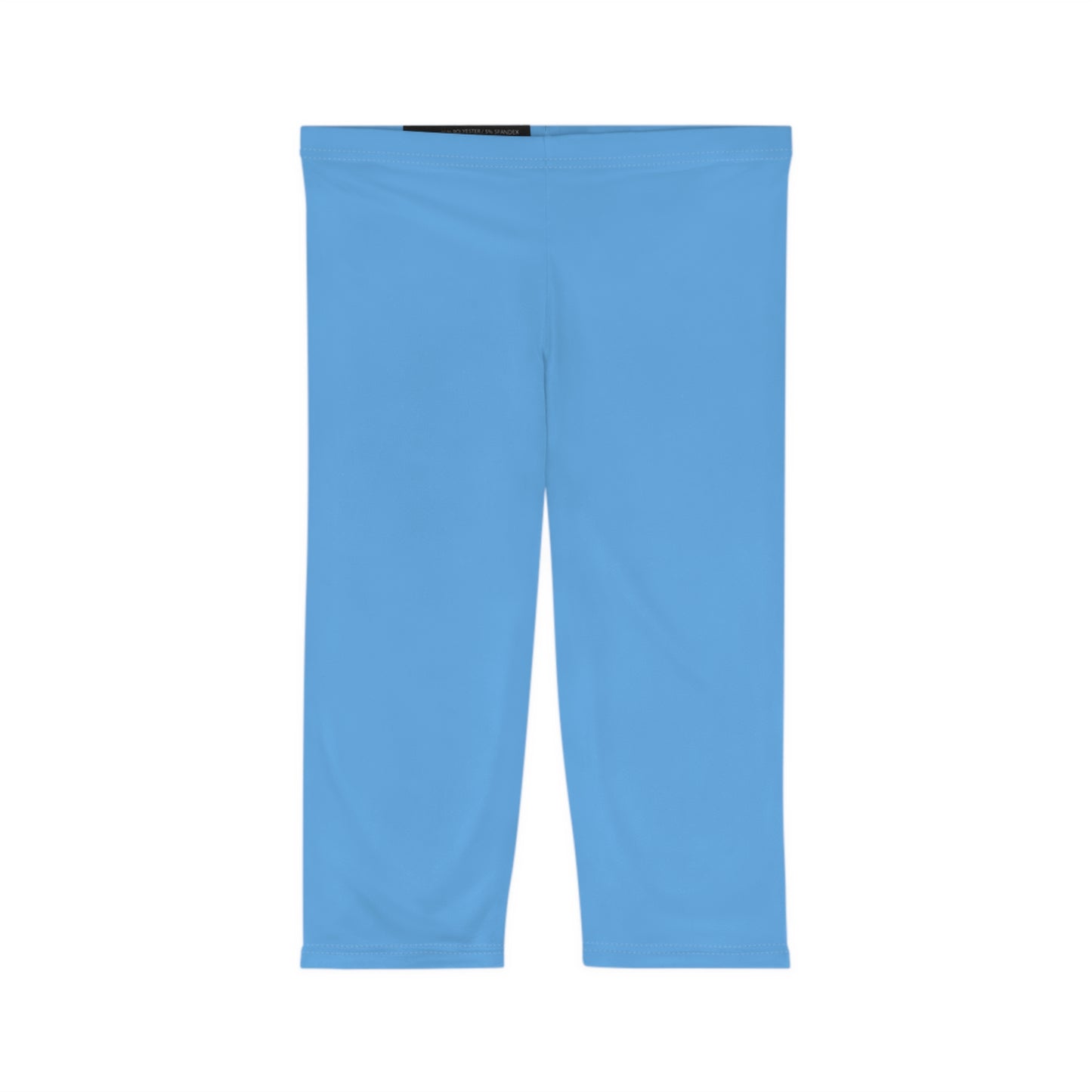Cool Sky Blue Color Women's Brushed Suede Poly Span Casual Capri Leggings XS-2XL