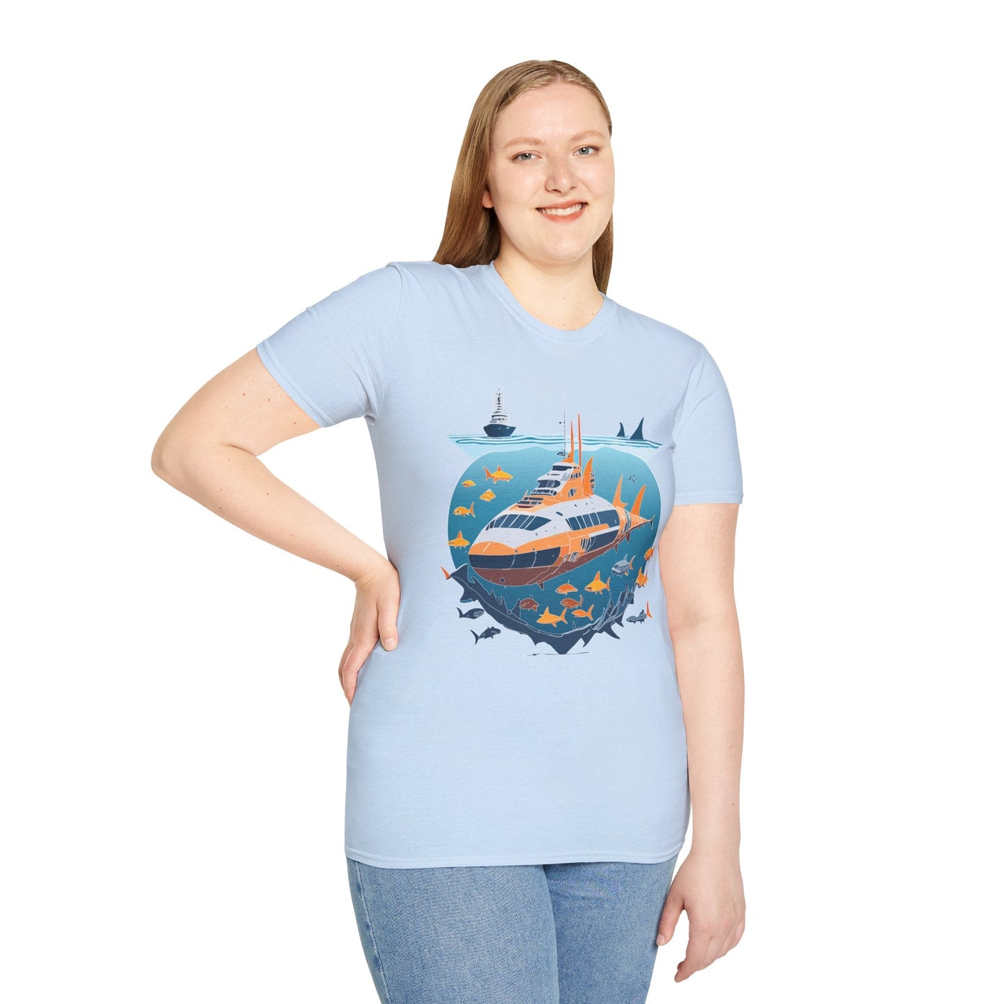 Ocean Tee Shirt Unisex Short Sleeve Gildan Softstyle 64000 Premium Comfort Ocean Artwork