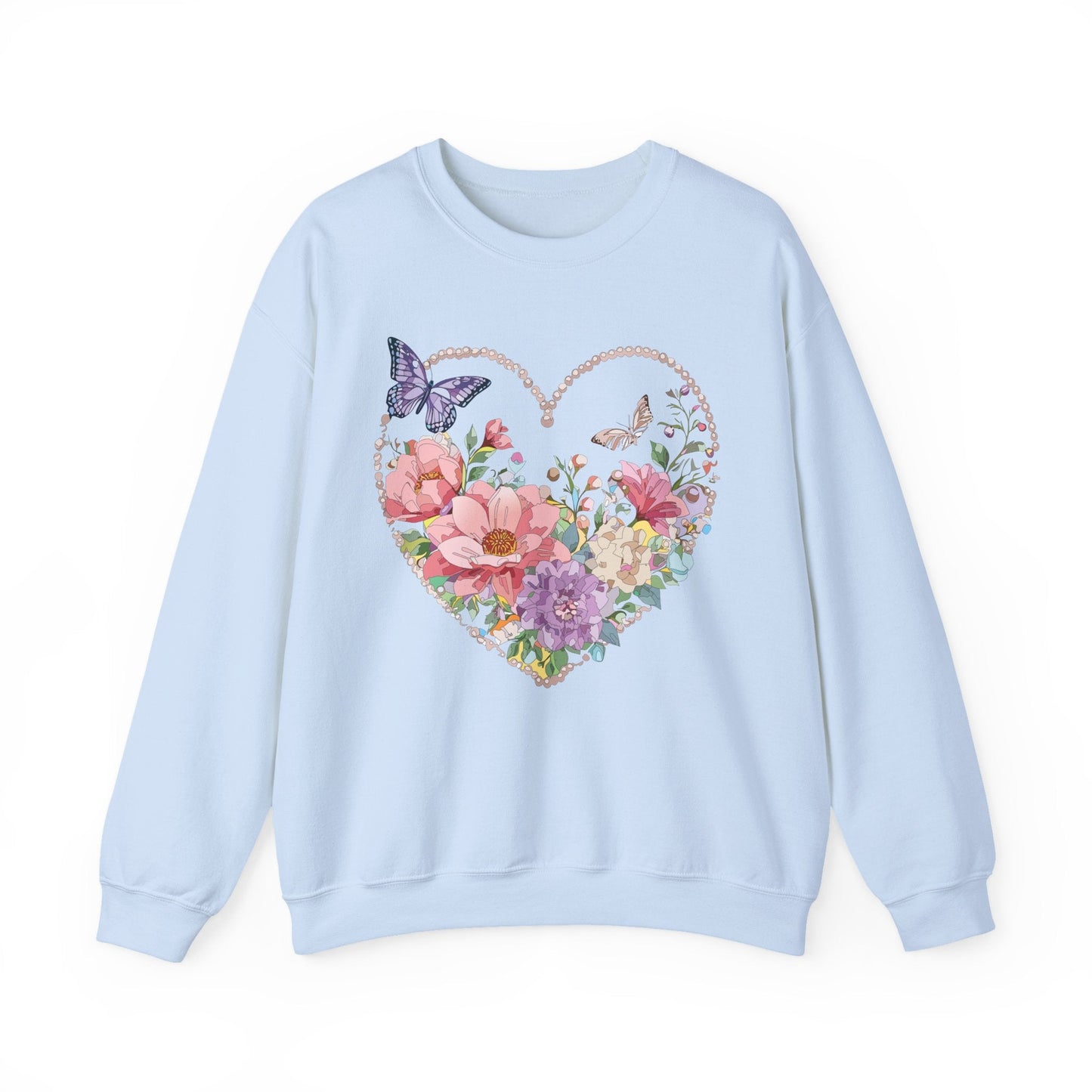 Floral Heart Sweatshirt Unisex Floral Love Crewneck Heavy Blend Gift For Valentine Day Cold Weather