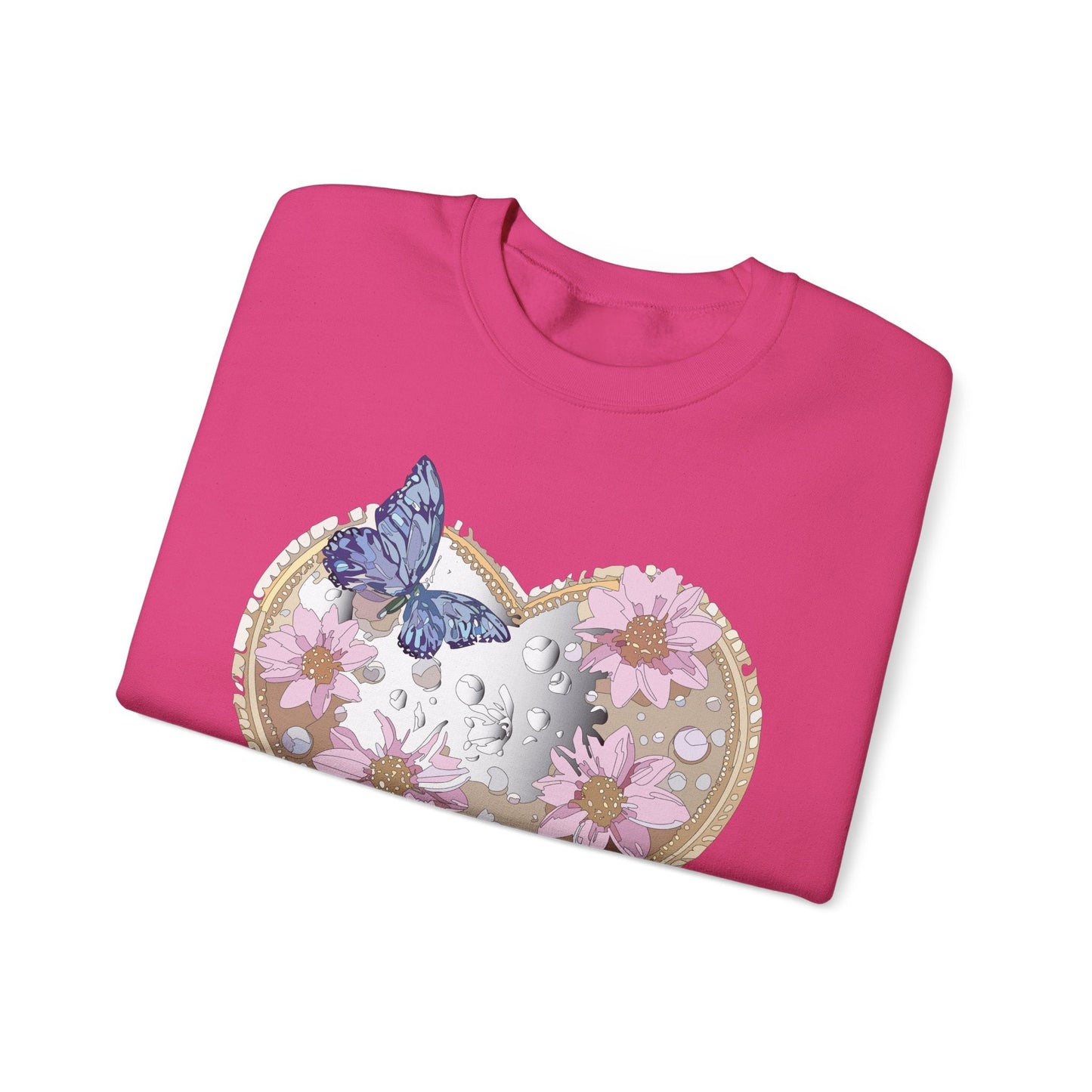 Floral Heart Love Sweatshirt For Valentines Day Unisex Heavy Blend Crewneck Sweatshirt
