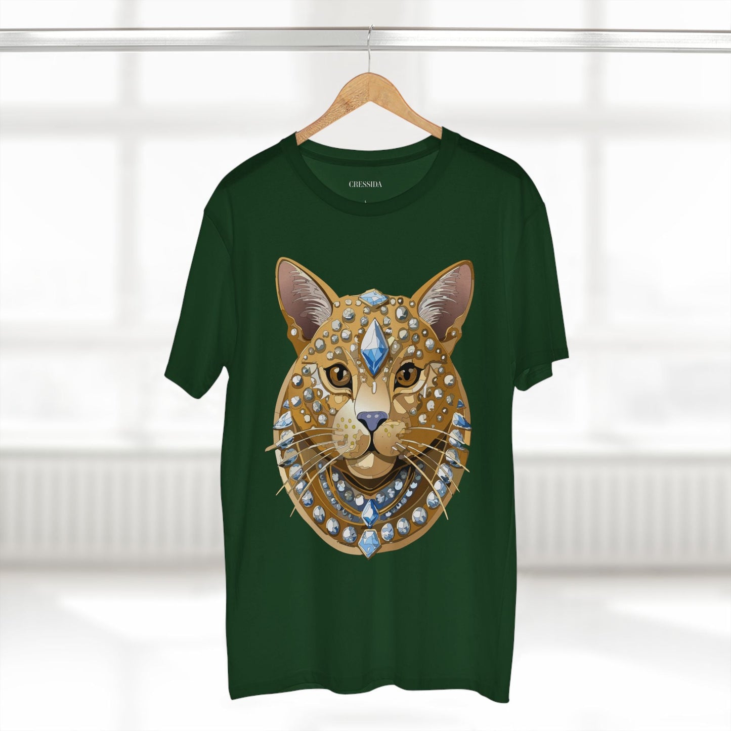 Cat Graphic Unisex 100 Cotton Tee With Unique Animal Golden Medallion Art Design 11