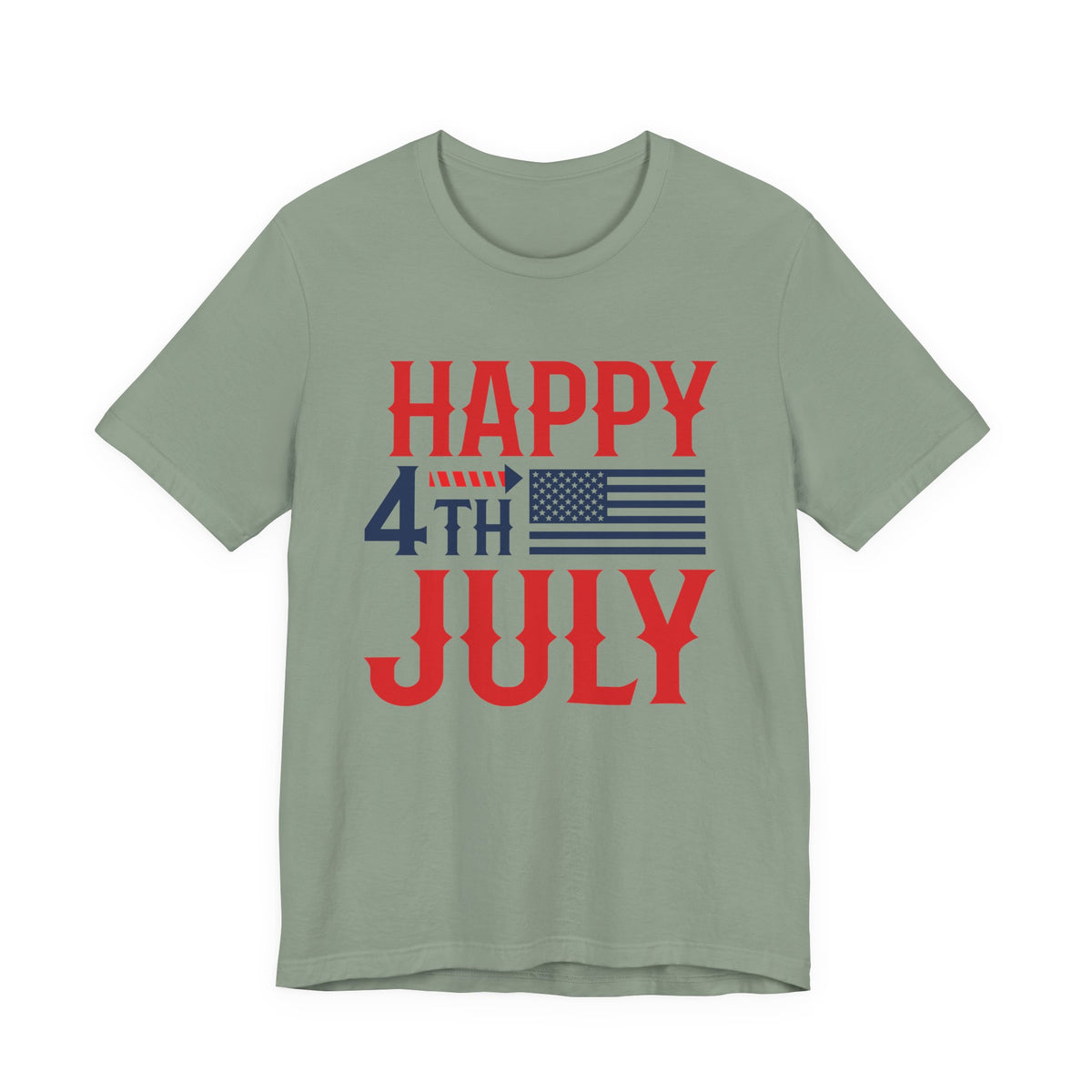 Happy 4th July American Flag T-Shirt Independence Day Patriotic Unisex Cotton Tee 011