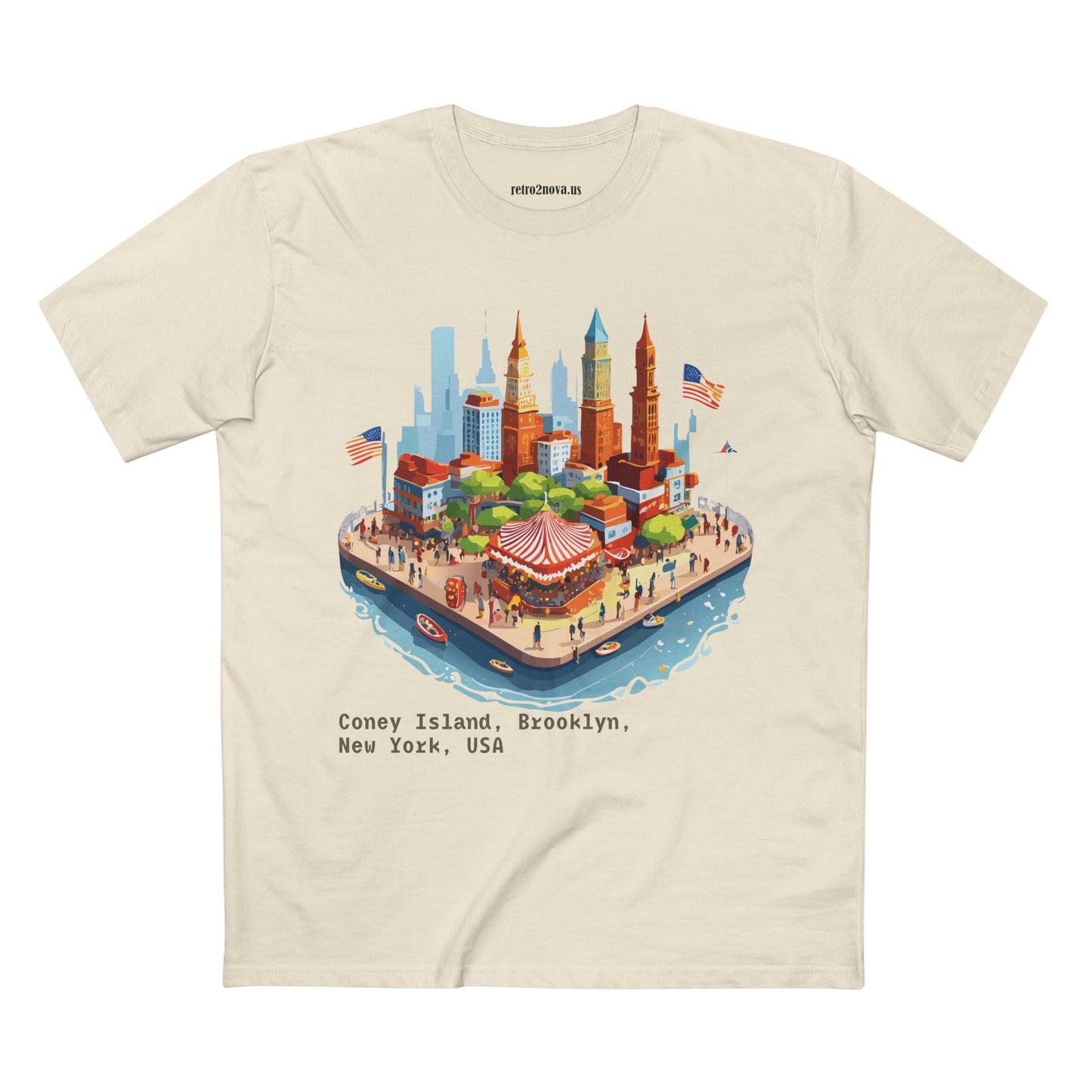 Unisex Premium Cotton Staple Tee With Original Art Design From Retro2Nova Brooklyn Travel Shirt