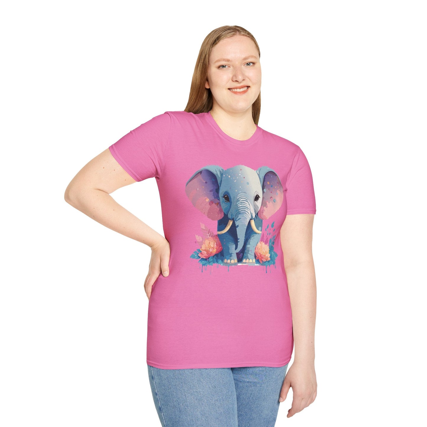 Elephant T Shirt For Adults Unisex Gildan Softstyle 64000 100 Percent Ring Spun Cotton Tee
