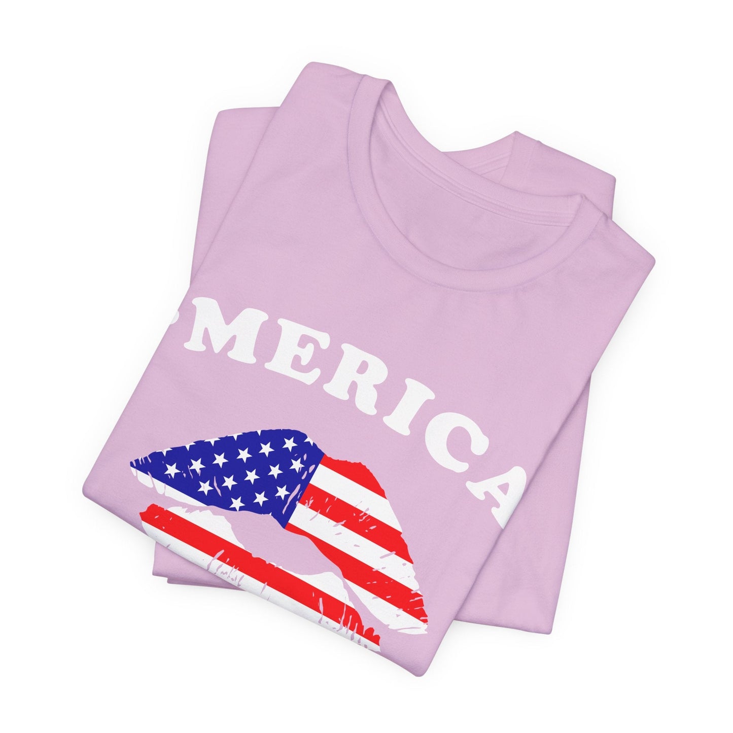 American Flag Lip Graphic Unisex Cotton T-Shirt a9
