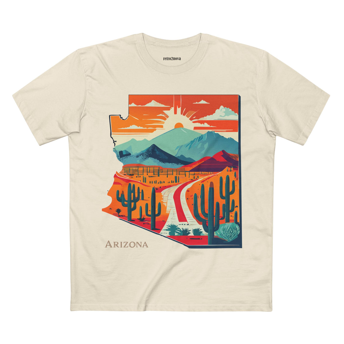 Arizona Desert Road Trip Tee | Retro Sunset Cactus Scenic Mountain Design