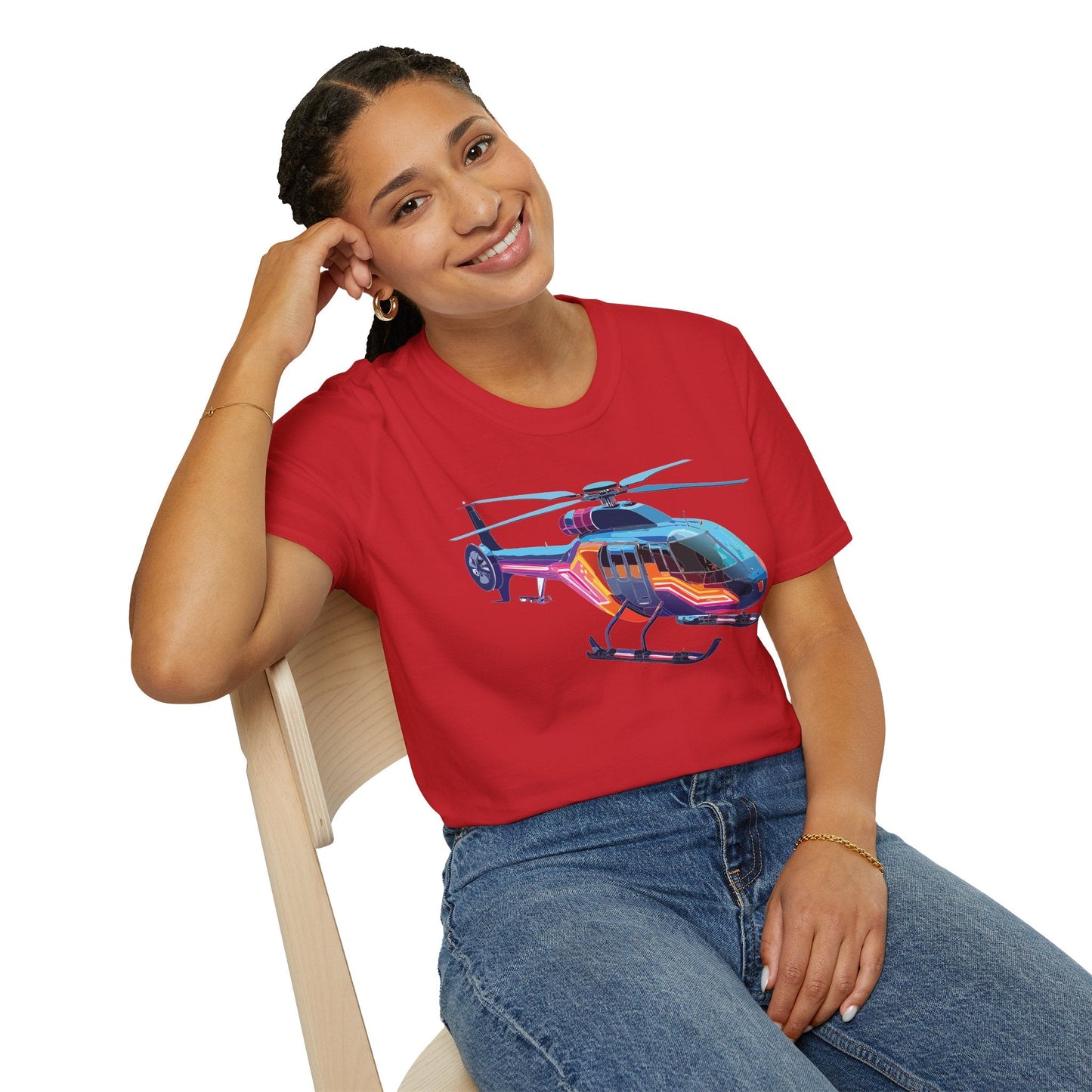 Chopper Helicopter Graphic Unisex Cotton Softstyle Short Sleeve Tee 10
