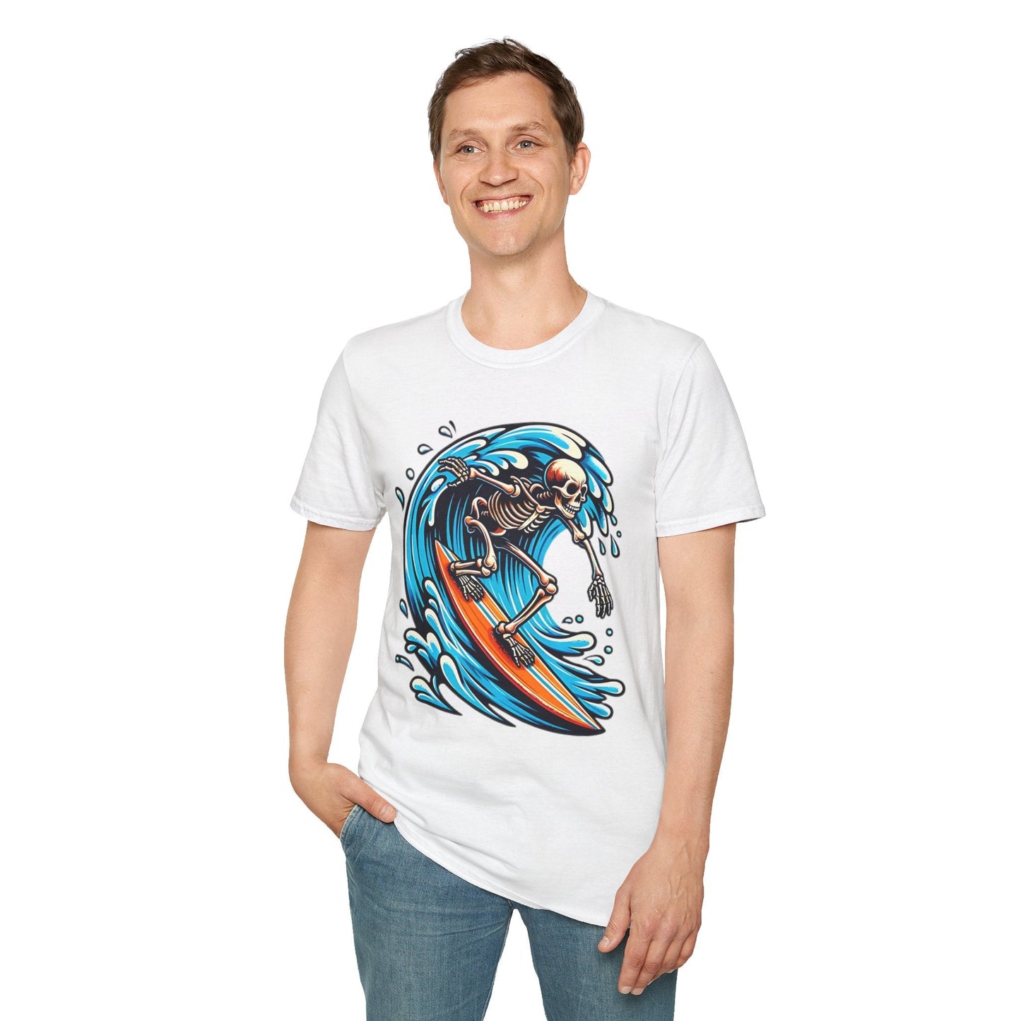 Skull Tee Shirt With Skeleton Art Design Unisex Gildan Softstyle 64000 Ring Spun Cotton Tee