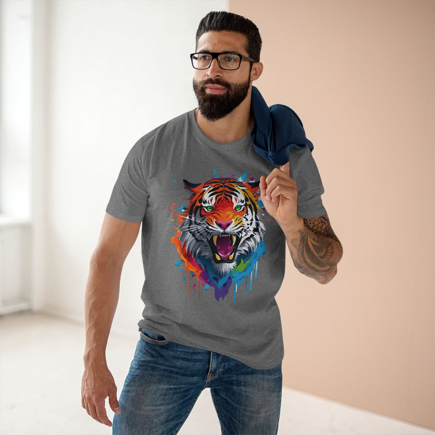 Tiger Graphic Unisex 100 Cotton Staple Tee with Animal Design Artwork 32