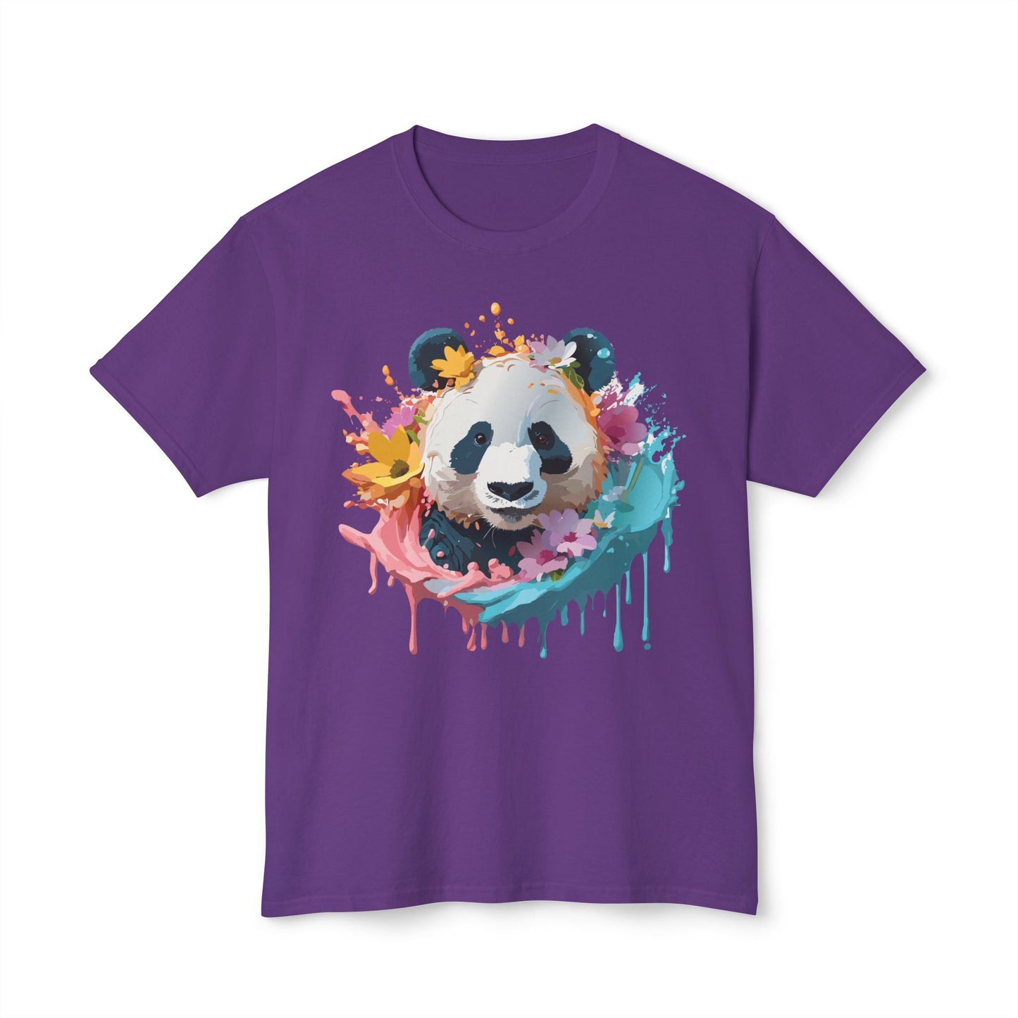 Unisex Panda T Shirt With Art Print Vintage Panda Floral Tees Panda Art Design Shirt USA Made
