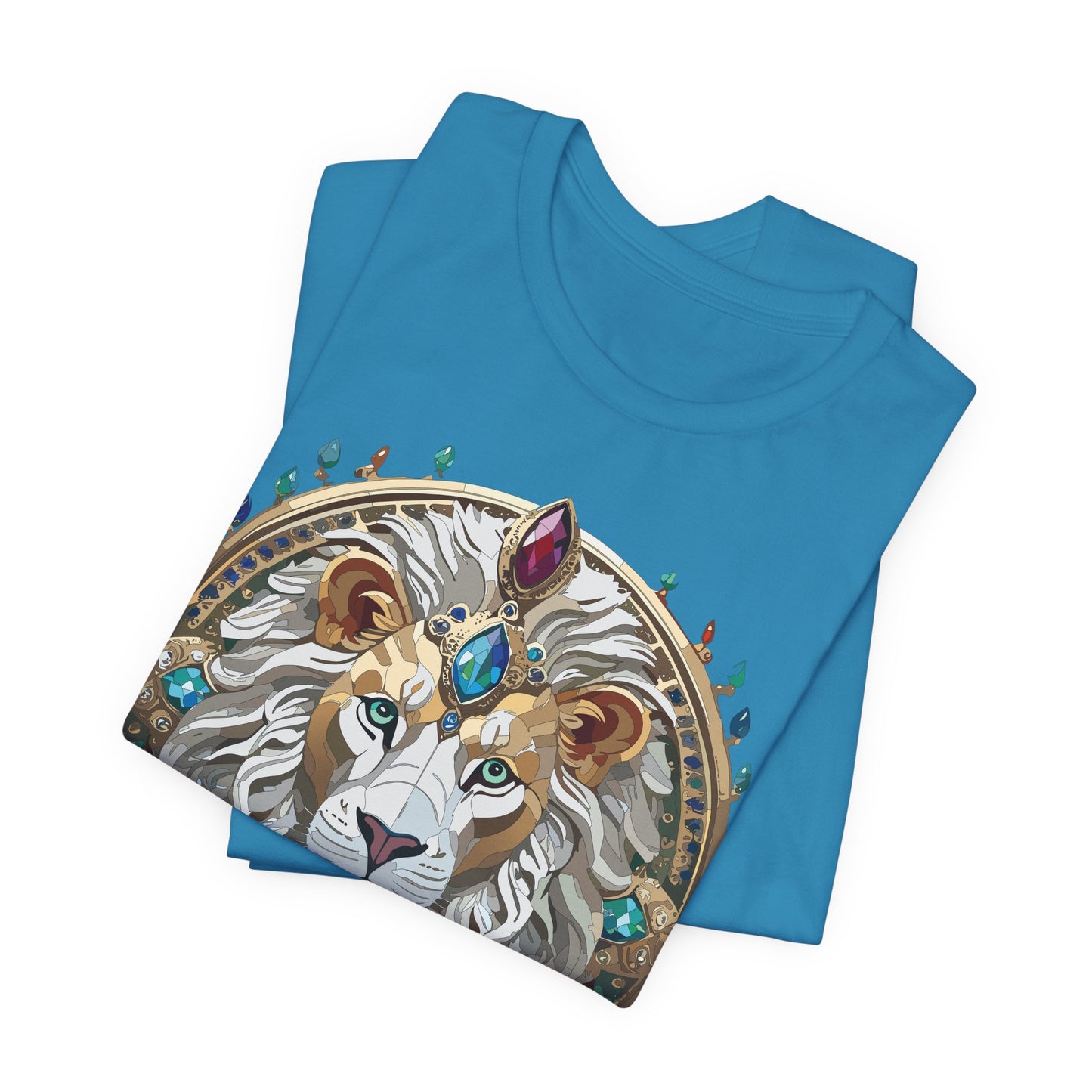 Unisex Lion Graphic Tee, Animal Shirt, Tee Shirt with Lion, Medallion T-Shirt, Animal Medallion Tees
