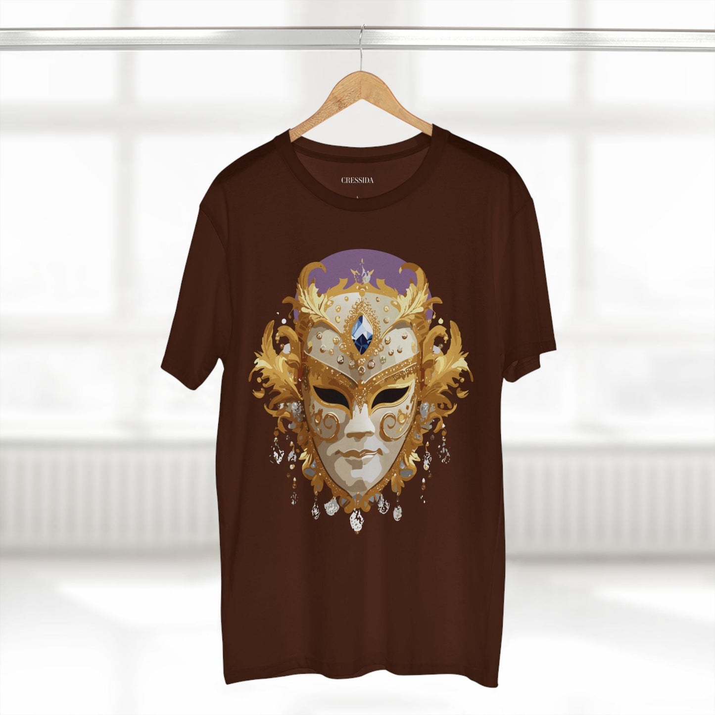 Carnival Mask Graphic T-Shirt Unisex 100 Cotton With Antique Gold Art Design Tee 18