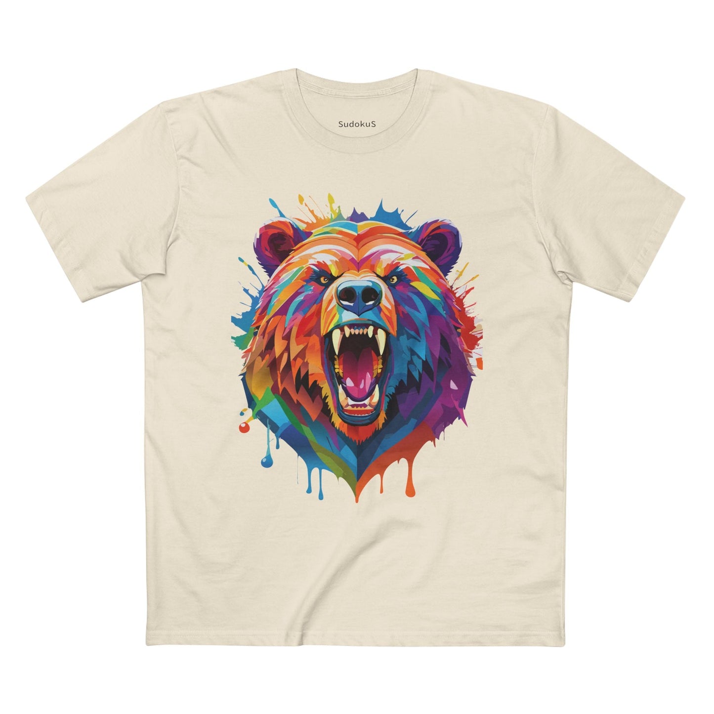 Bear Graphic Unisex 100 Cotton Staple Tee with Animal Design Artwork 13