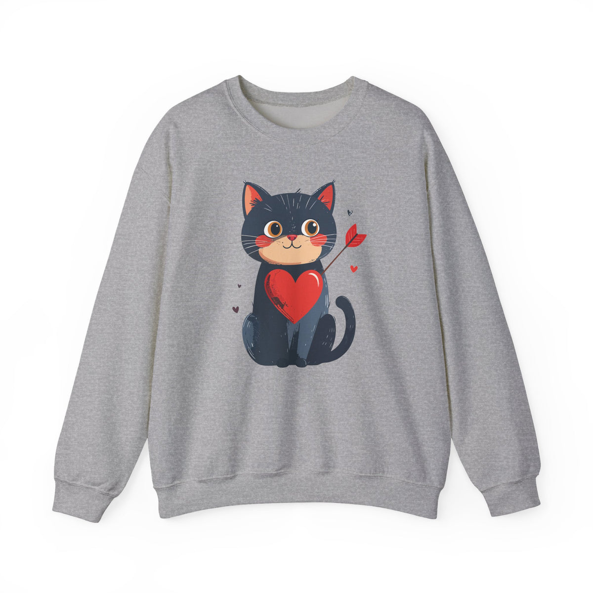 Cat Heart Sweatshirt, Heart Sweatshirt, Cat Sweatshirt, Valentine's Day Sweatshirt, 50/50 Cotton-Poly Animal Sweatshirt 108