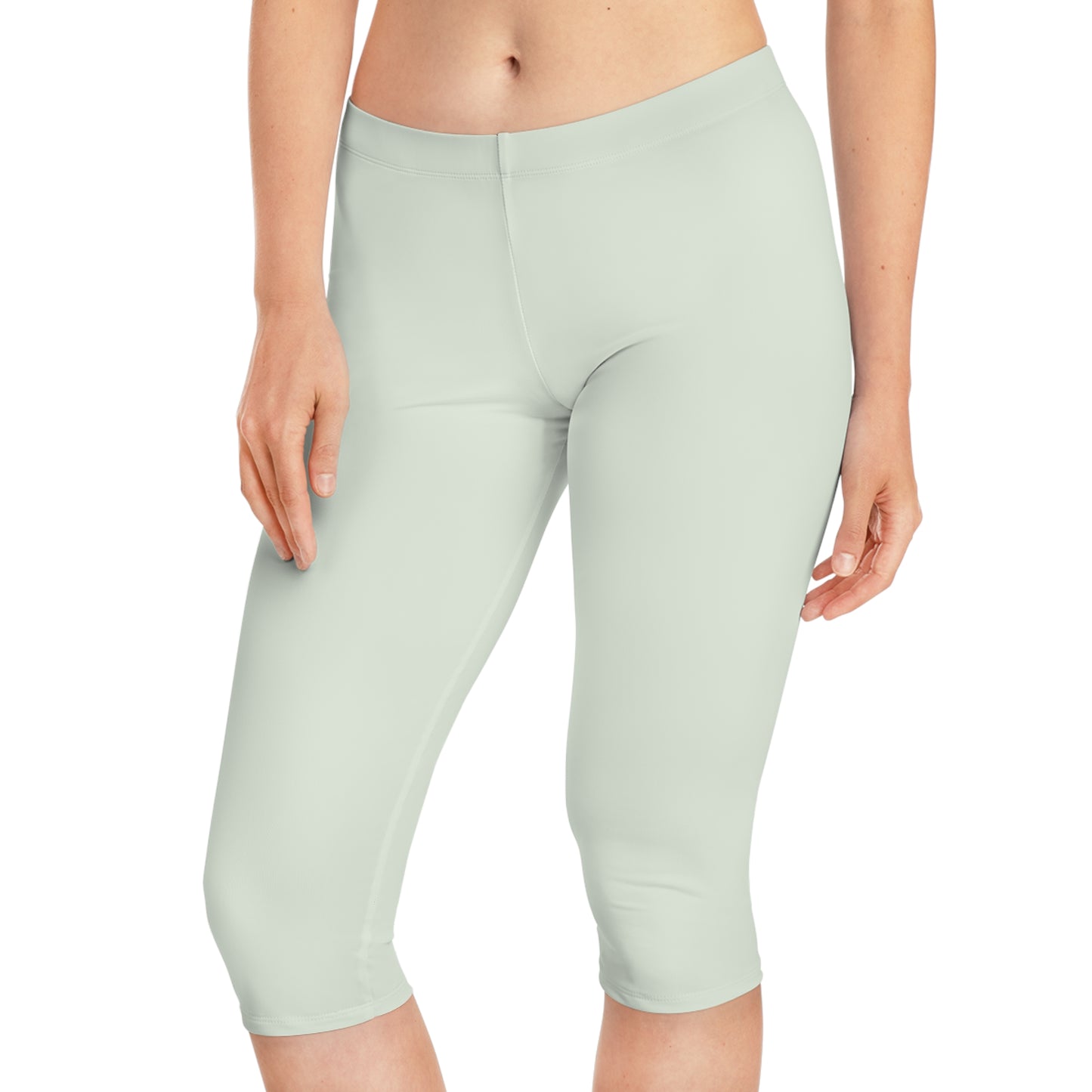 Green Color Capri Leggings, Green Capri Leggings 8