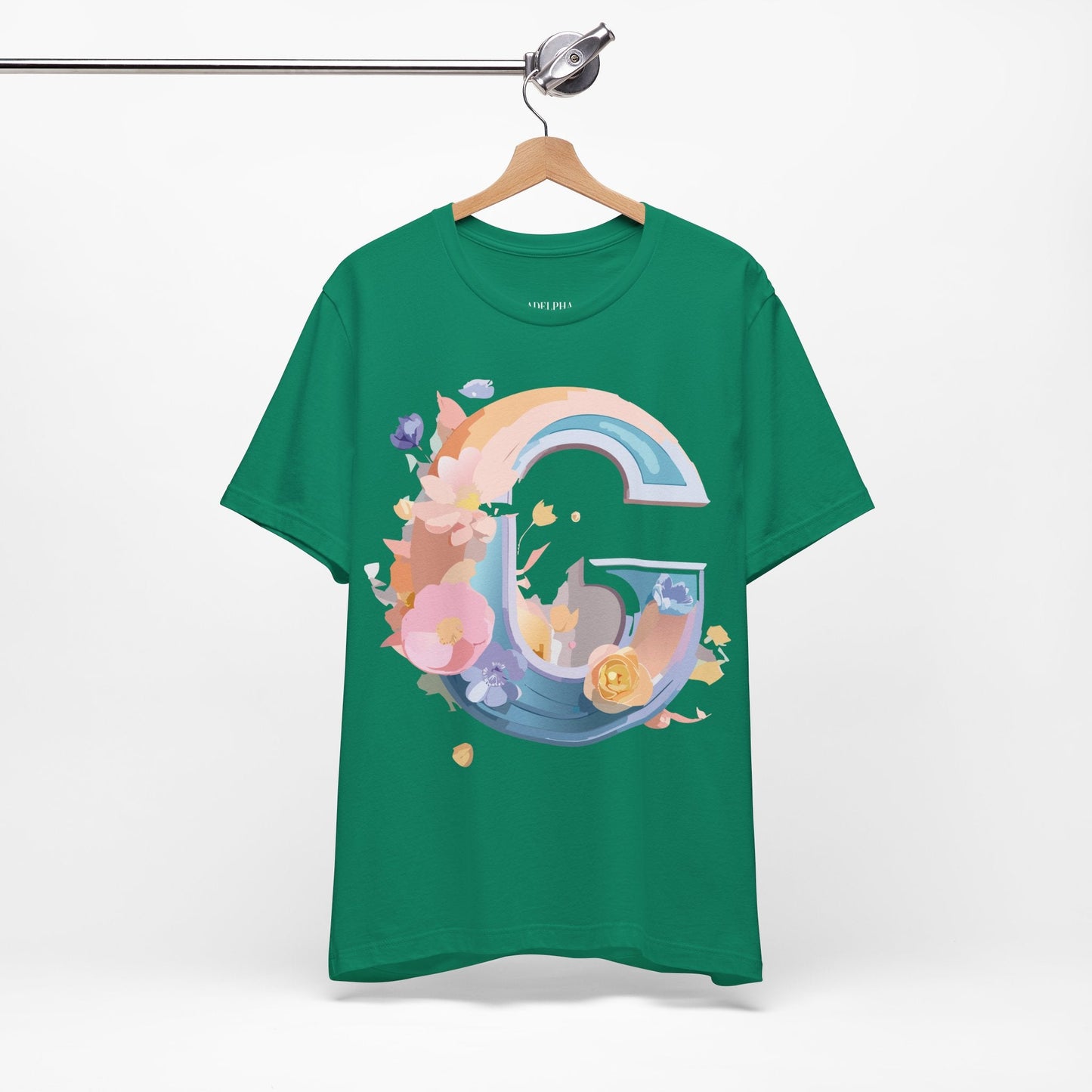 Letter G Shirt Graphic Tee Unisex Short Sleeve Vintage Inspired Artwork Adelpha Print
