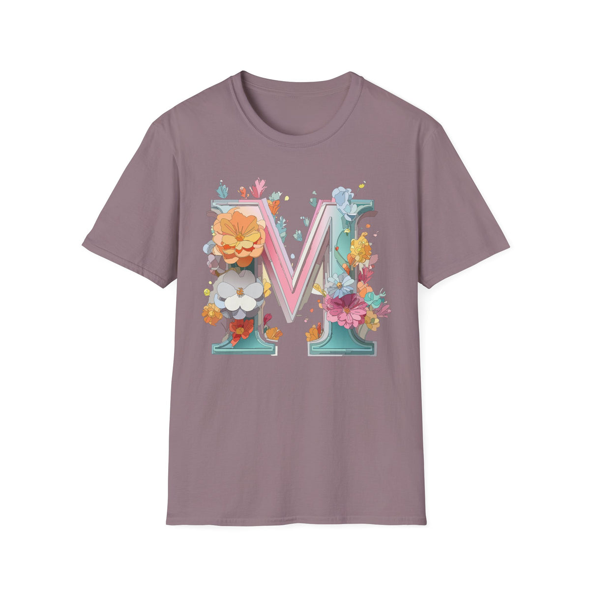 Floral Letter M Shirt | Monogram Initial Tee, Botanical Alphabet