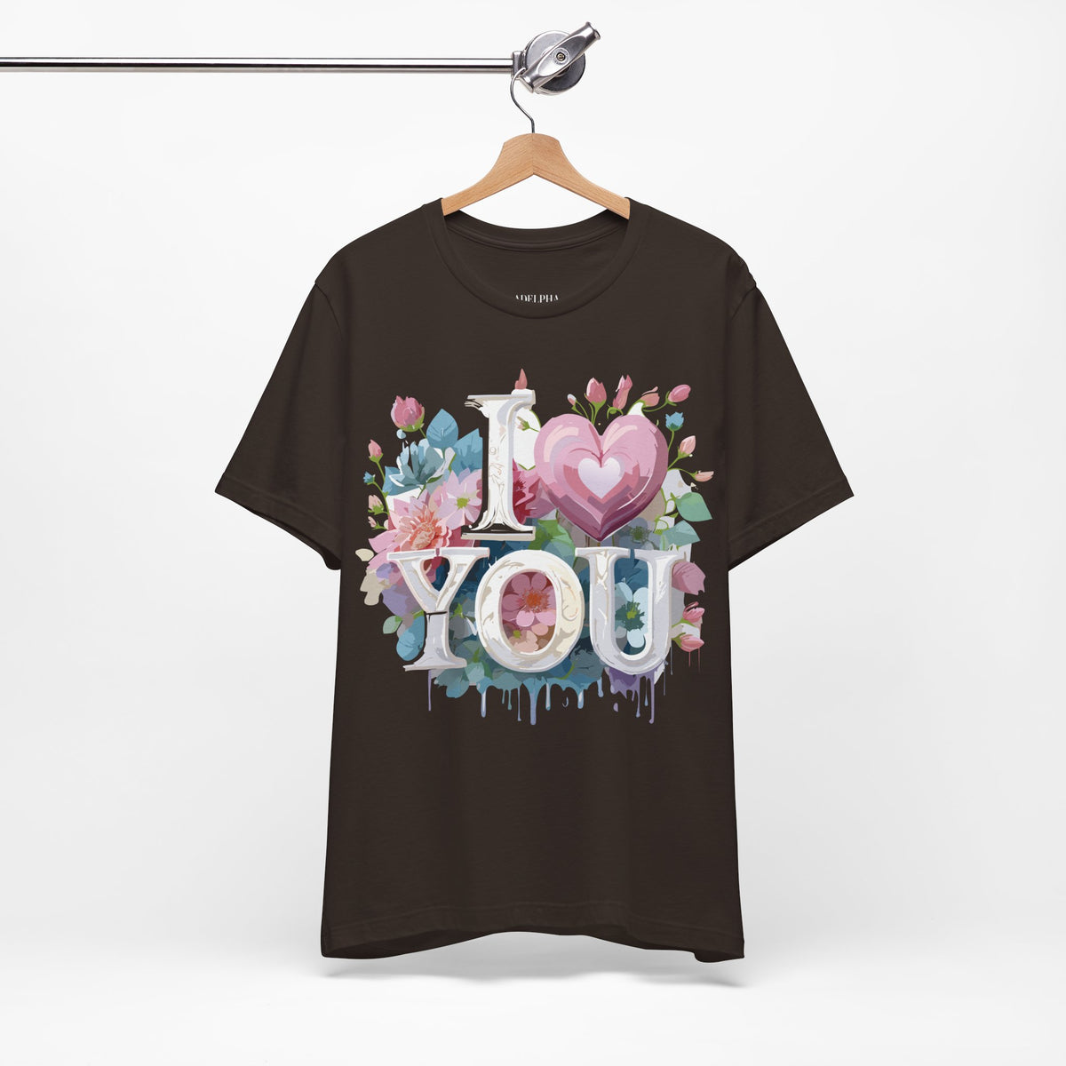 Valentine's Day Graphic Unisex Cotton Bella+Canvas Tee with Floral Art Design d126