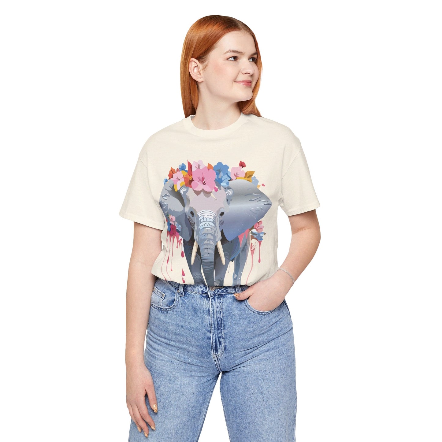 Elephant Graphic Tee Unisex Short Sleeve Jersey With Vintage Inspired Adelpha Artwork