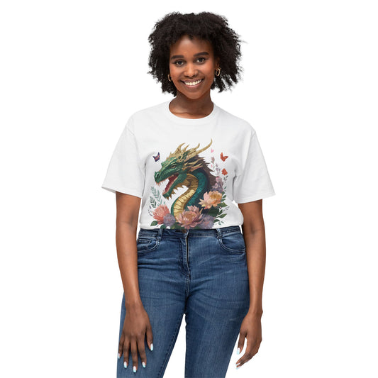 Dragon T-Shirt, Vintage Dragon Tee, Floral Tees, Dragon Art Design Shirt, Tee Shirt with Dragon 3