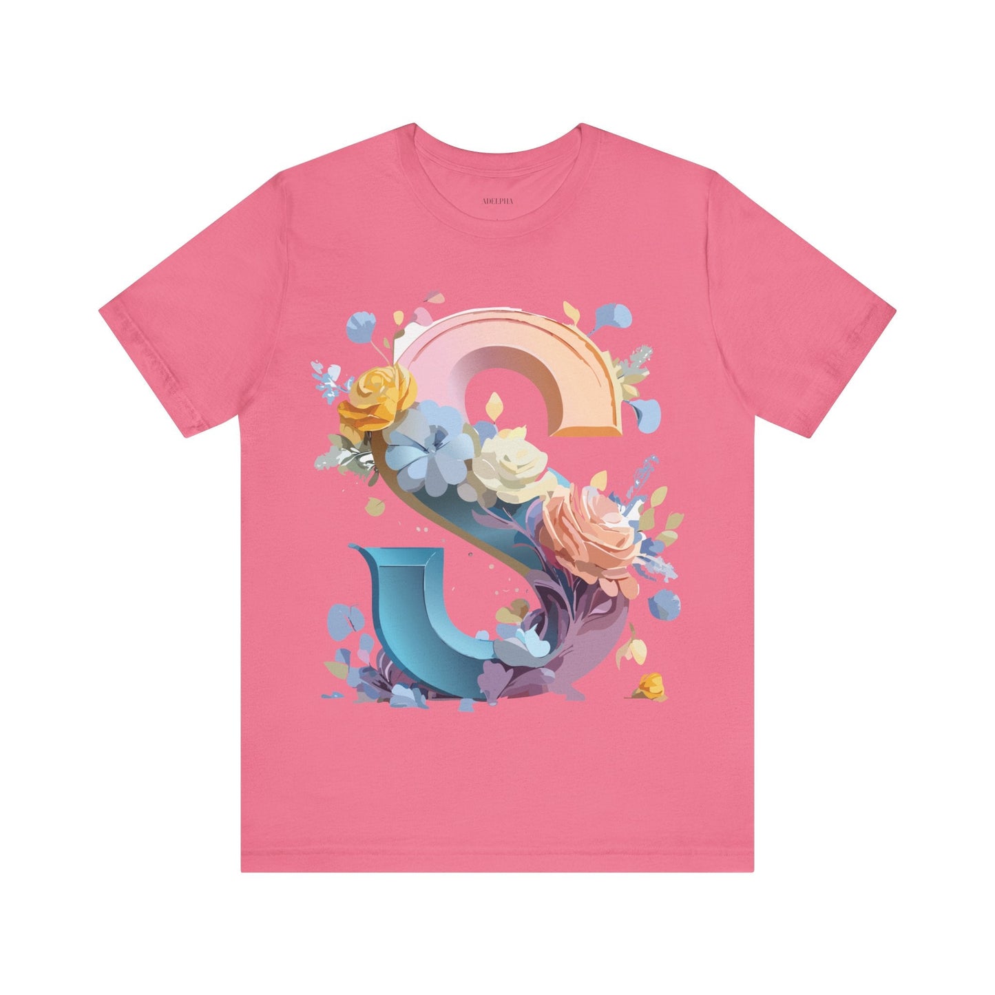 Letter S Graphic Tee Unisex Short Sleeve  Vintage Inspired Art Design