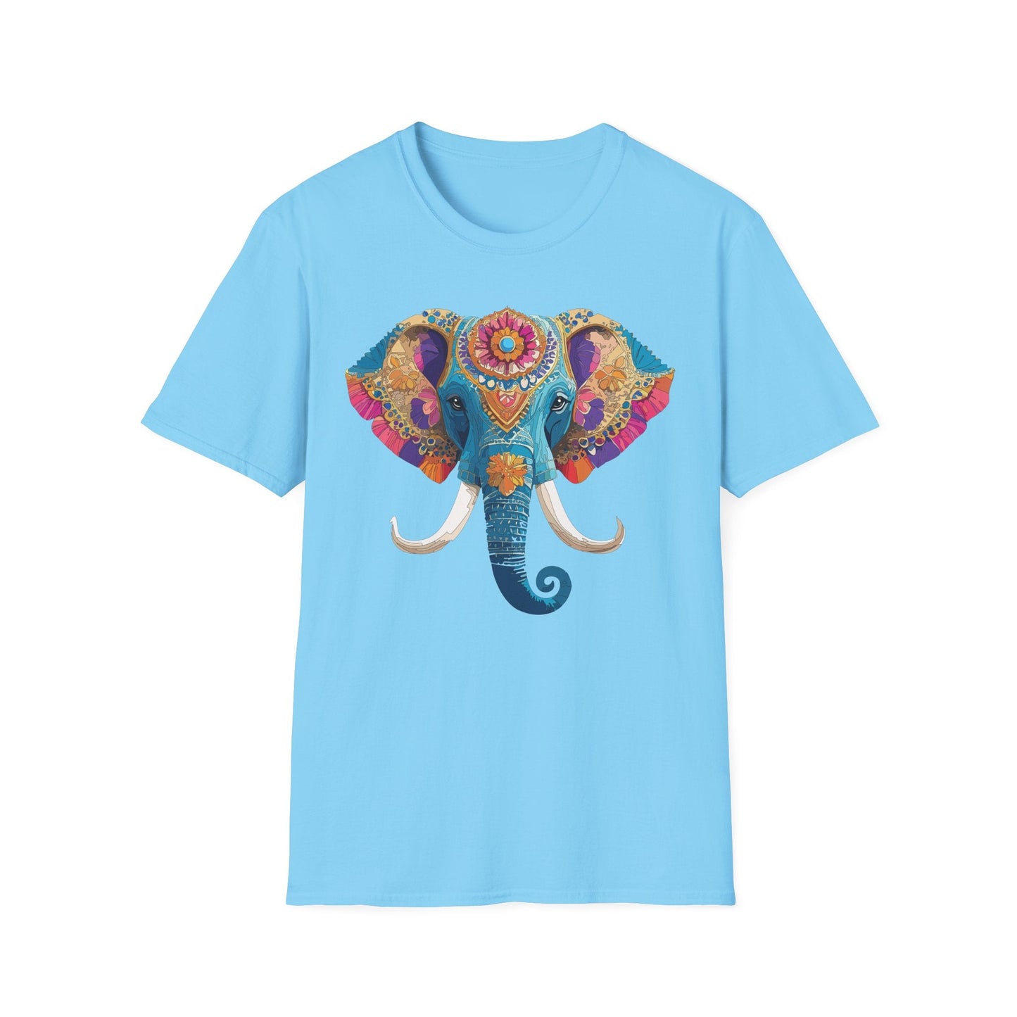 Unisex Elephant Graphic Tee Gildan Softstyle Cotton T Shirt Animal Print Comfortable Wear