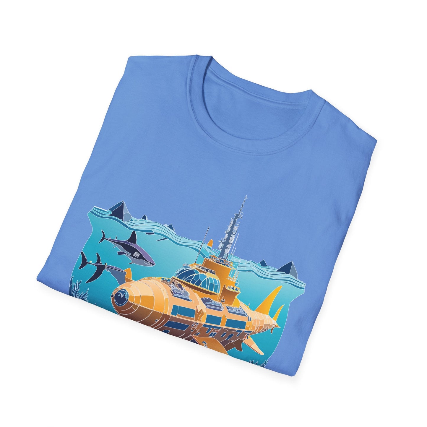 Ocean Tee Shirt Unisex Gildan Softstyle 64000 Ocean Theme Tee With U Boat Design