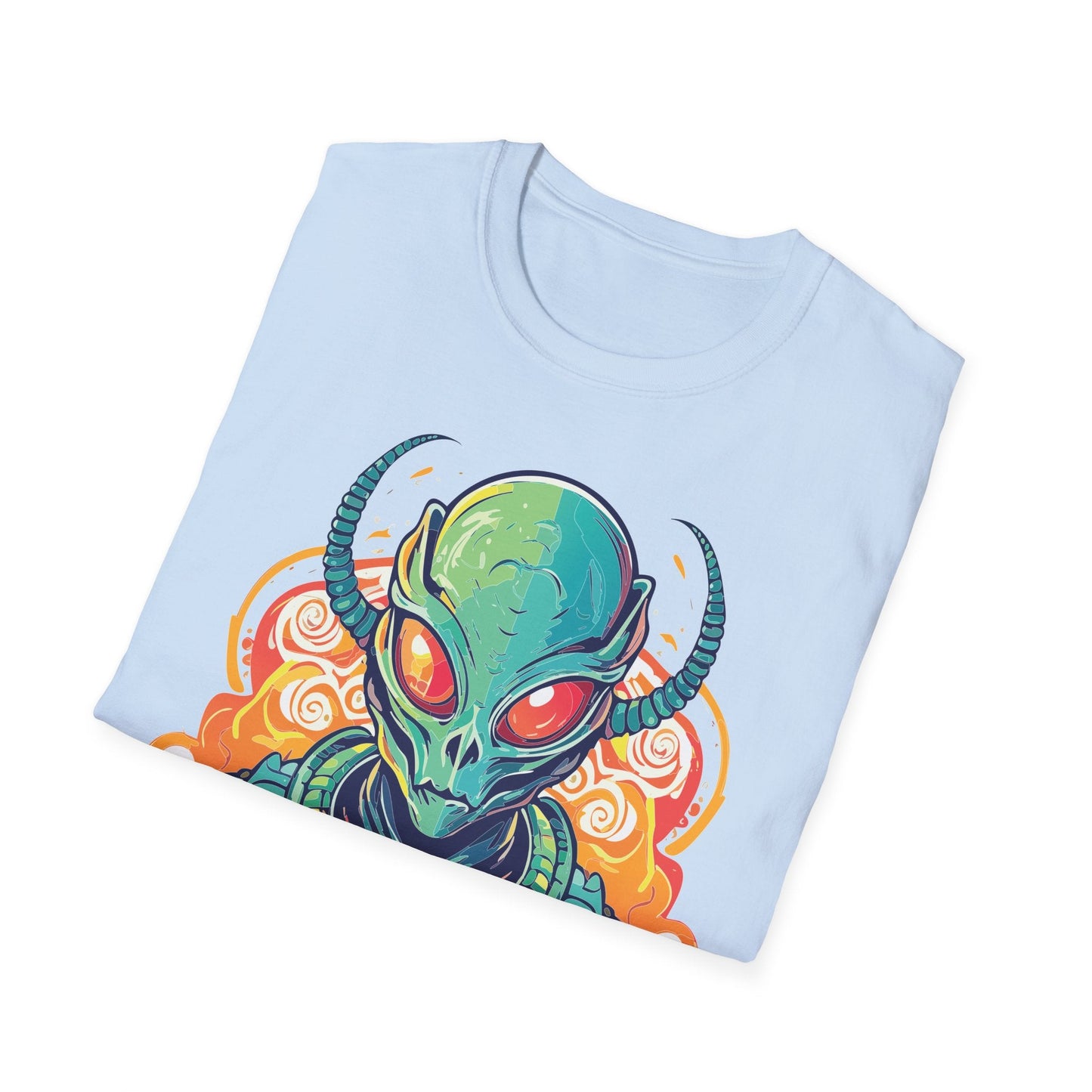 Cosmos Alien T Shirt Unisex Softstyle Cotton Tee With Space Artwork Graphic Design