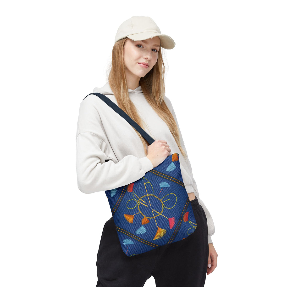 Diwali Graphic Denim Fabric Imitation Print Unisex Canvas Bag Poly Spun 3 Sizes Tote Bag 205-10